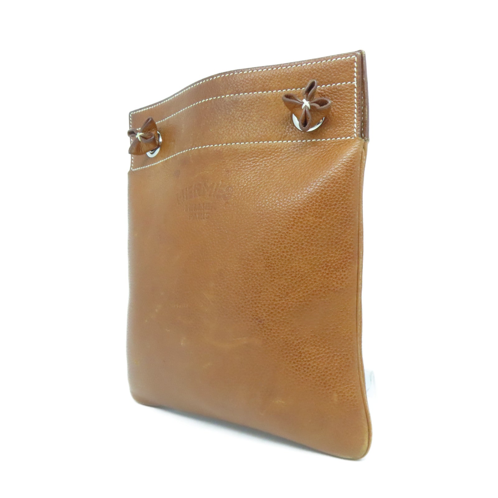 HERMES Barenia Faubourg皮革Aline Mini銀扣肩背袋啡色