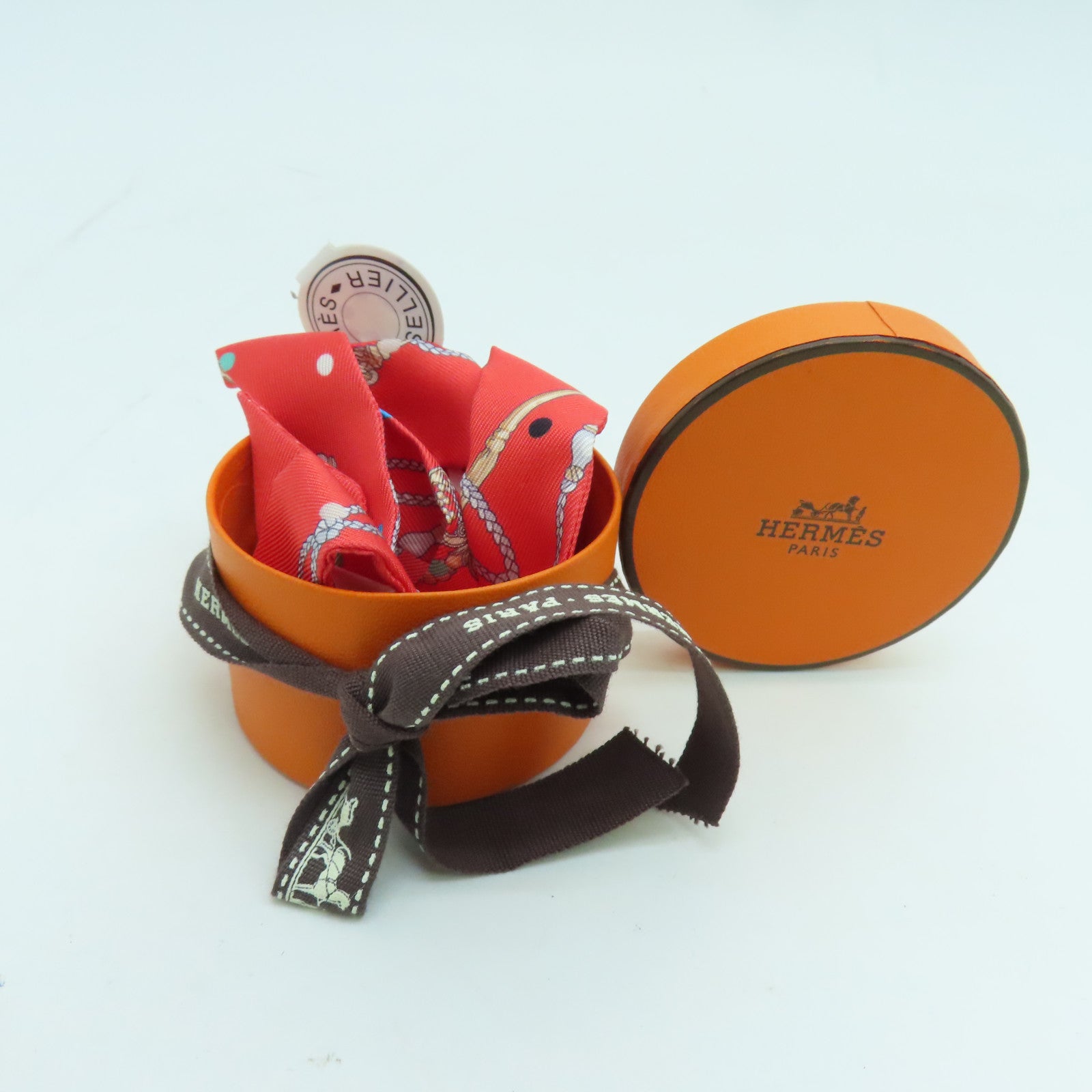 HERMES Silk Twilly Doll Scarf Red