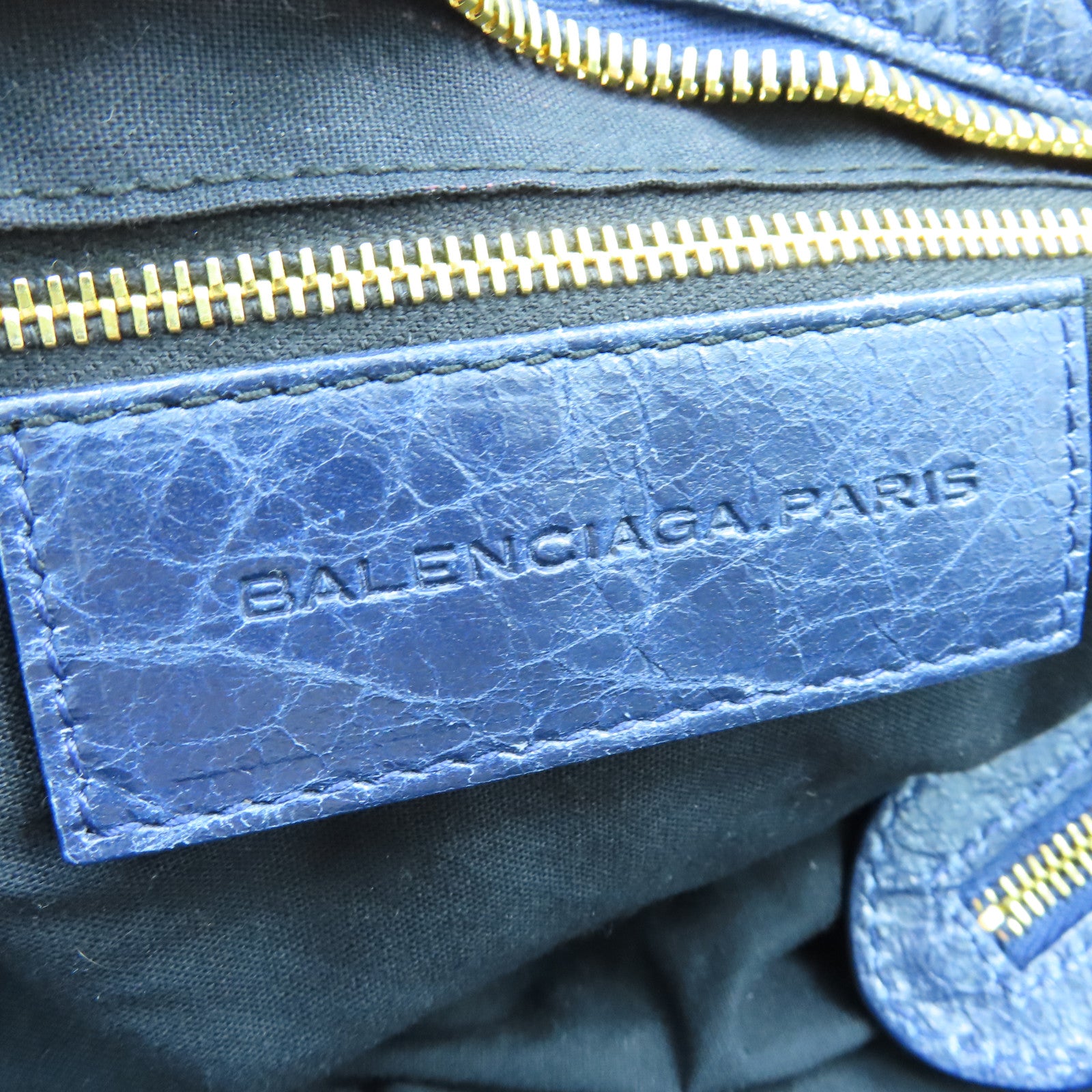 BALENCIAGA 牛皮皮革City Bag金扣手挽肩背兩用袋藍色