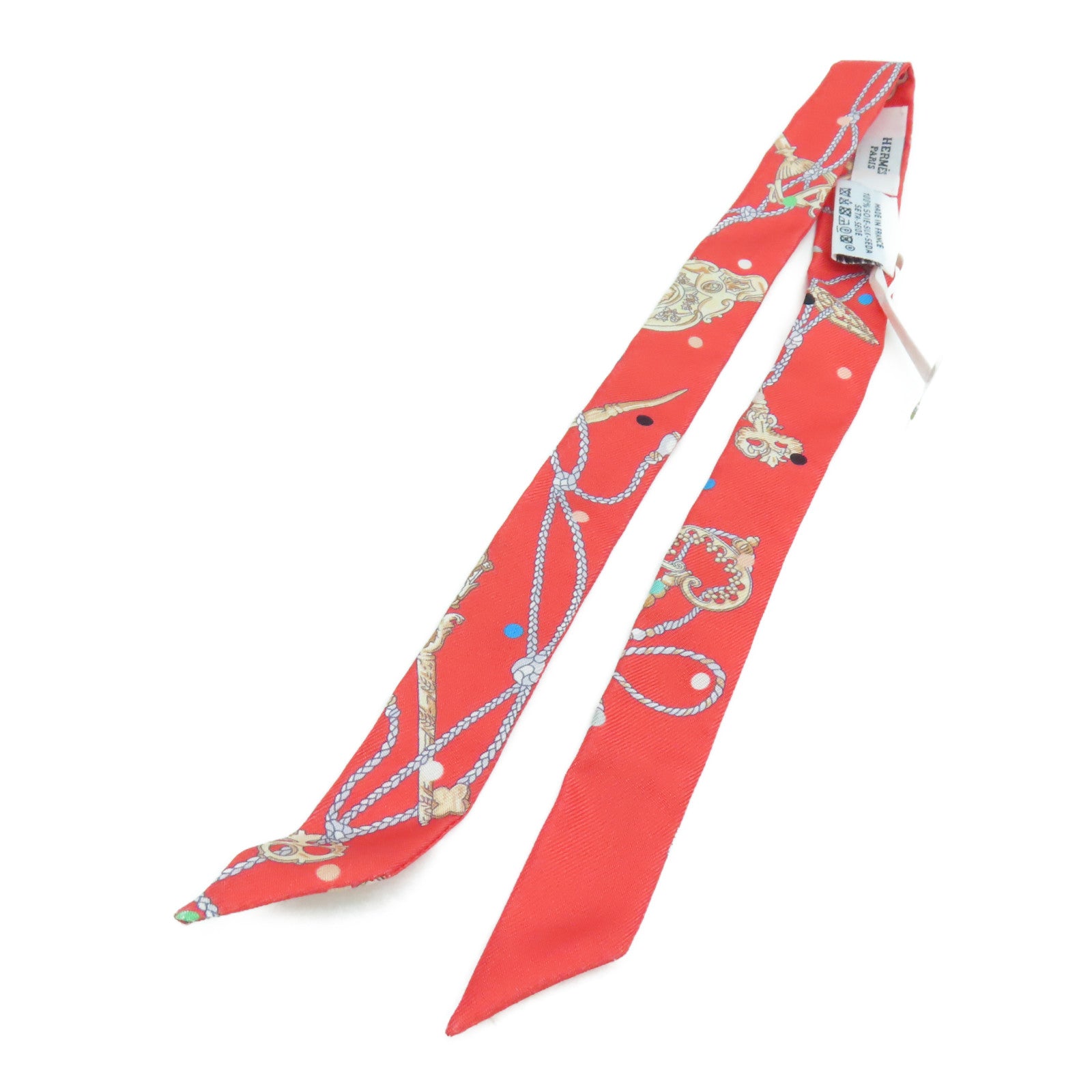 HERMES Silk Twilly Doll Scarf Red