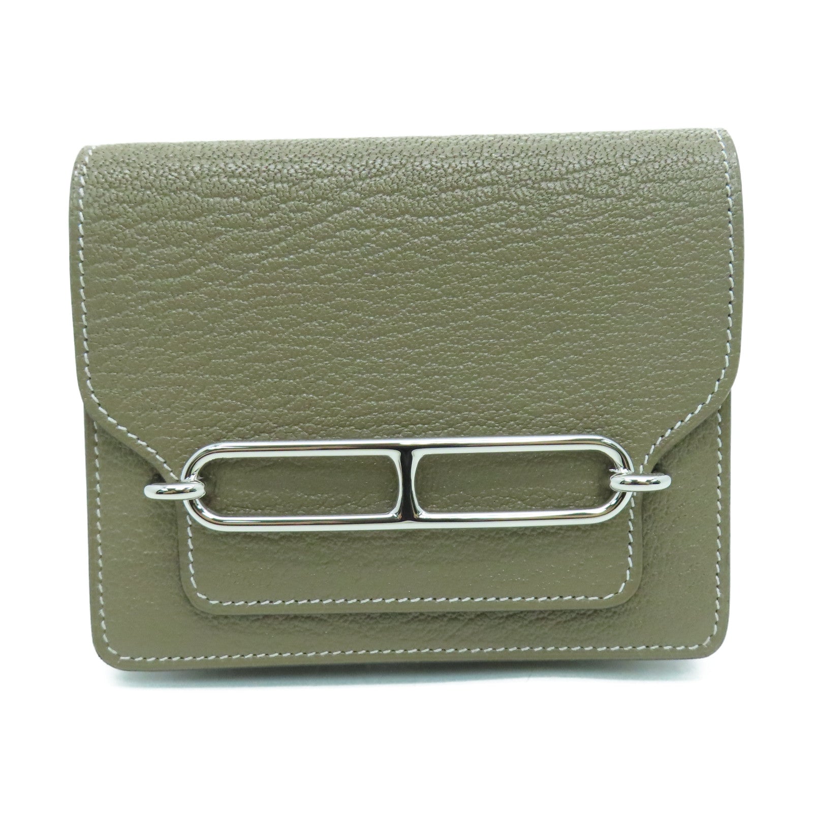 HERMES 【激減優惠】Chevre皮革Roulis Slim銀扣錢包大象灰