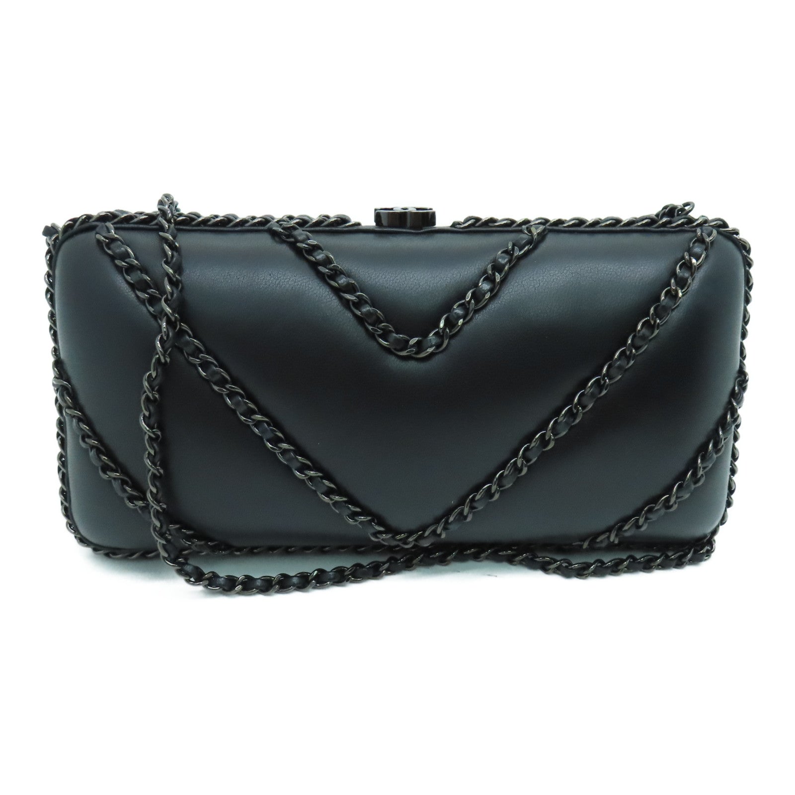 CHANEL twill sheepskin leather Chain Shoulder chain shoulder bag black