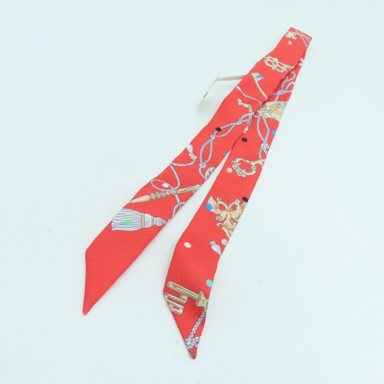 HERMES Silk Twilly Doll Scarf Red