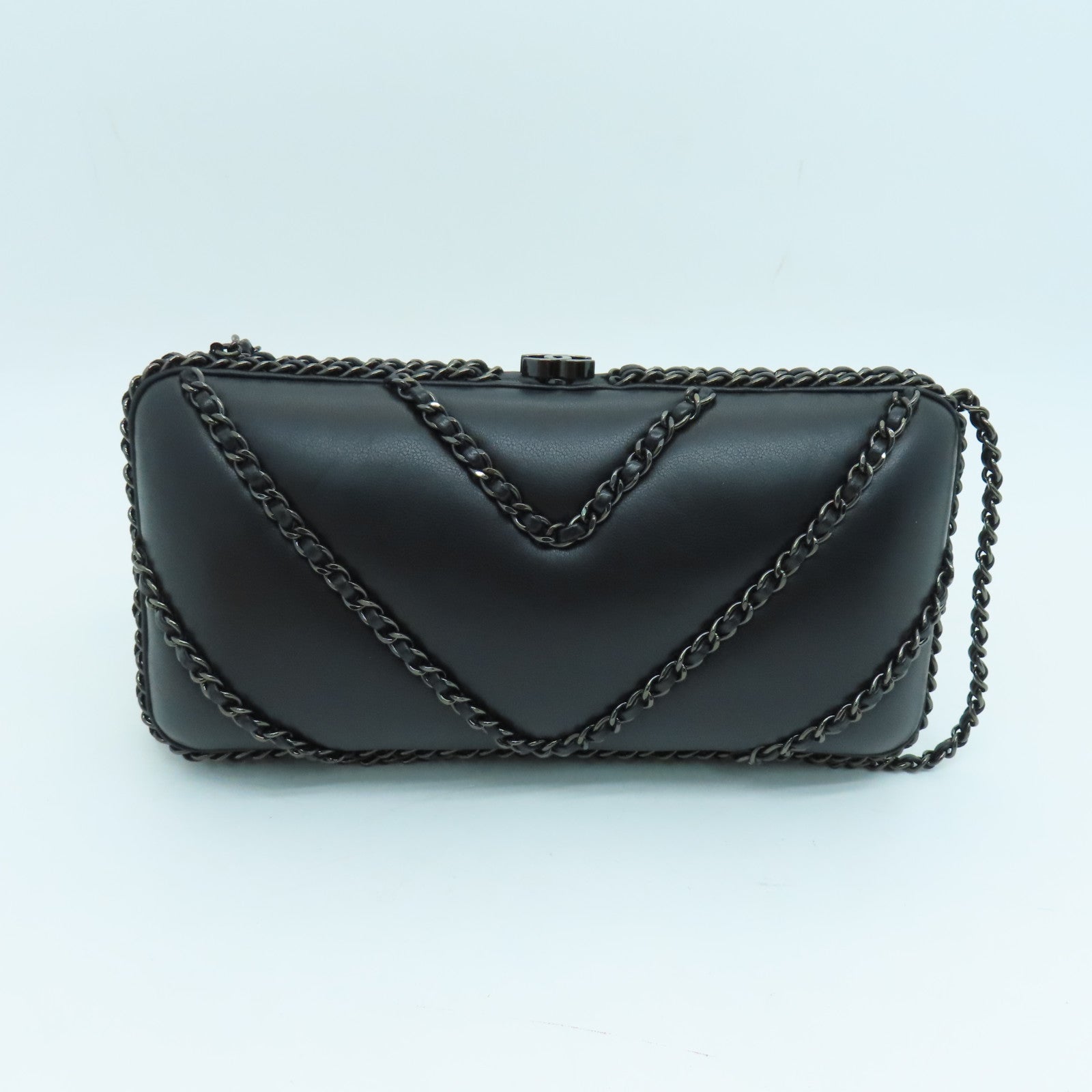 CHANEL twill sheepskin leather Chain Shoulder chain shoulder bag black