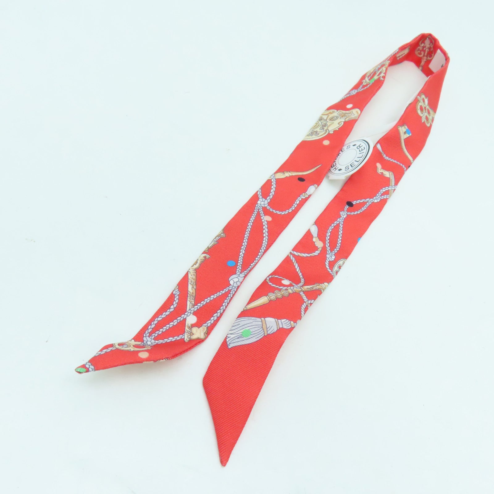 HERMES Silk Twilly Doll Scarf Red