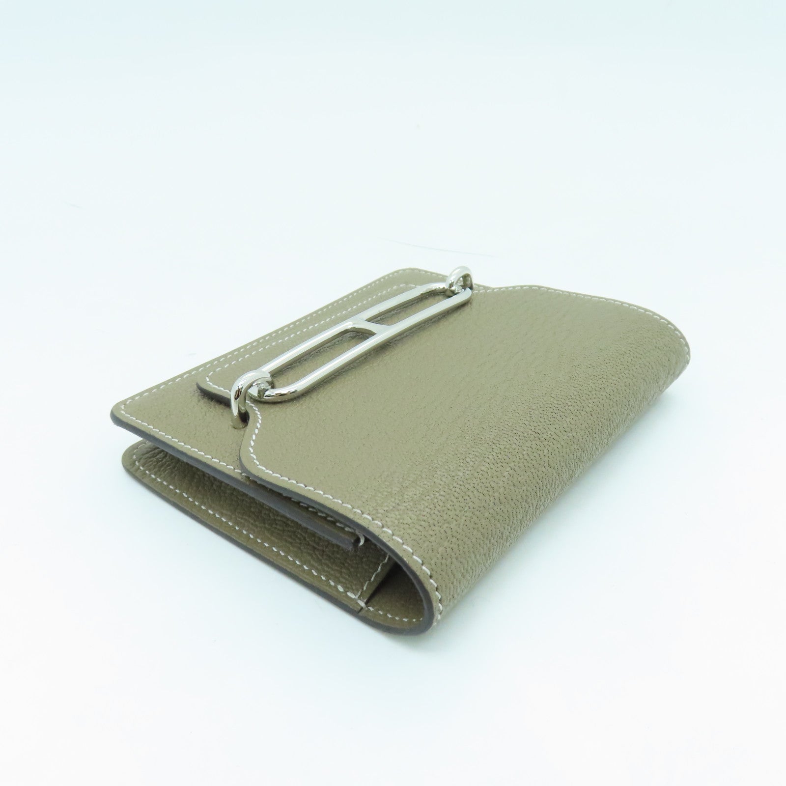 HERMES 【激減優惠】Chevre皮革Roulis Slim銀扣錢包大象灰