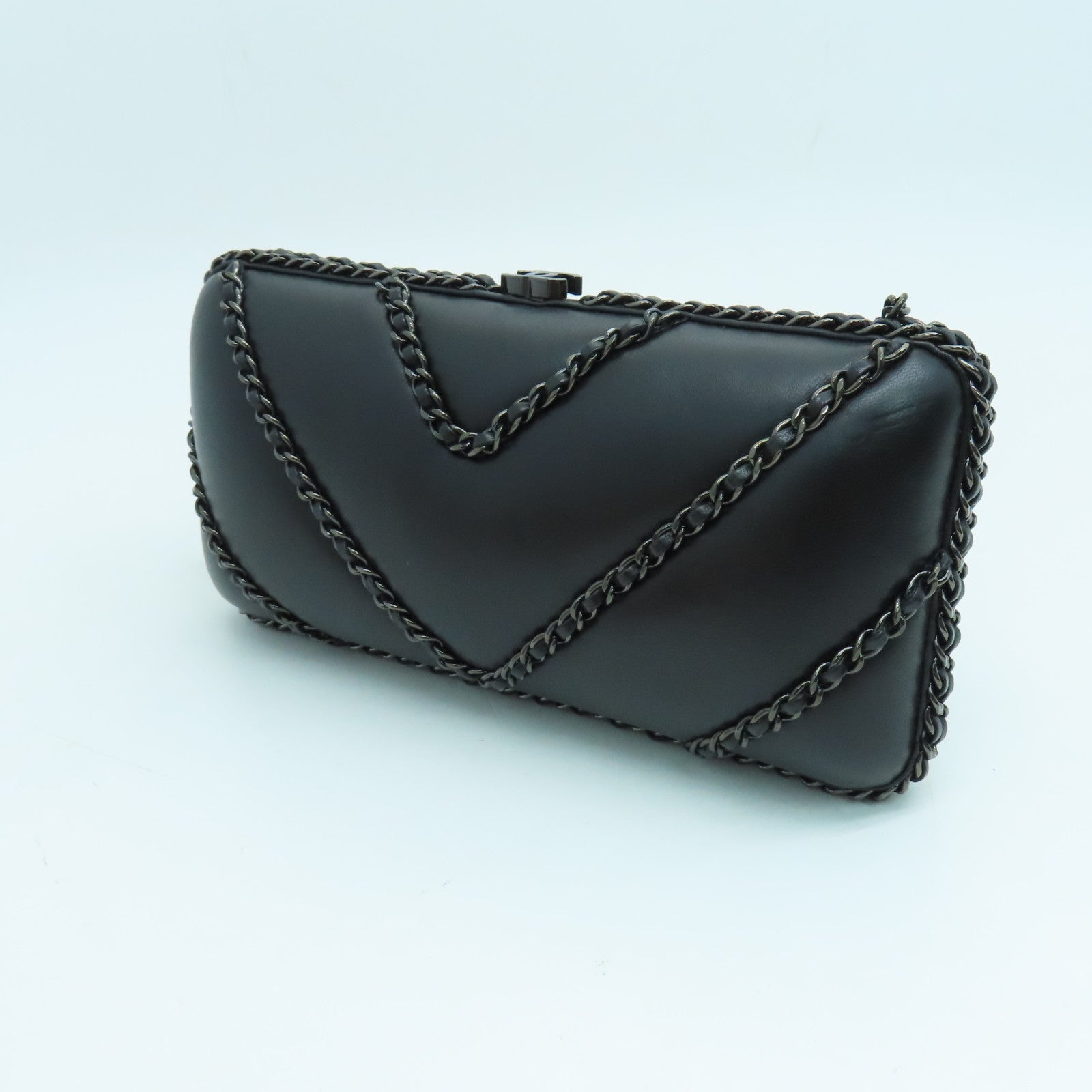 CHANEL twill sheepskin leather Chain Shoulder chain shoulder bag black