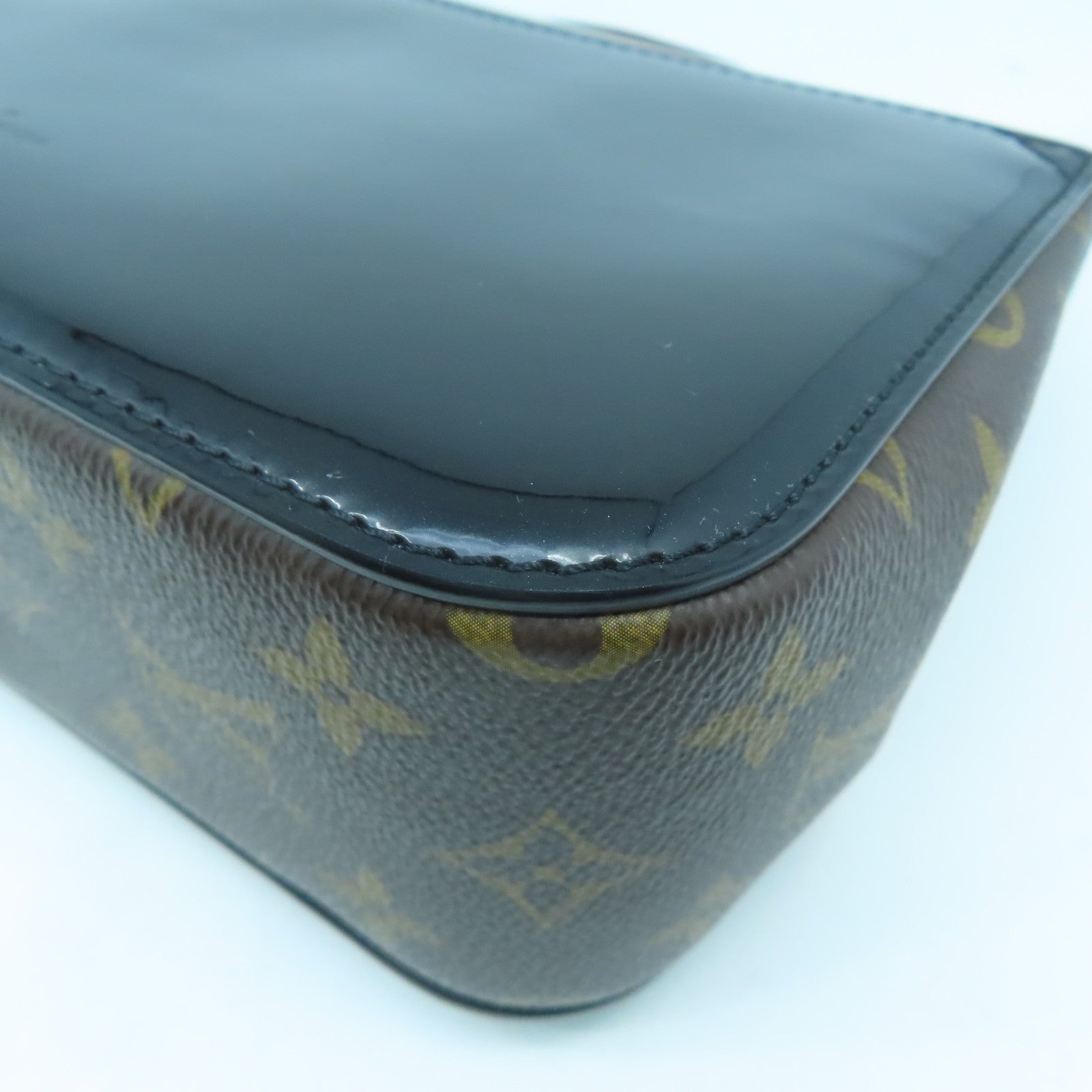 LOUIS VUITTON Monogram Vernis CherryWood BB金扣手挽肩背兩用袋黑色