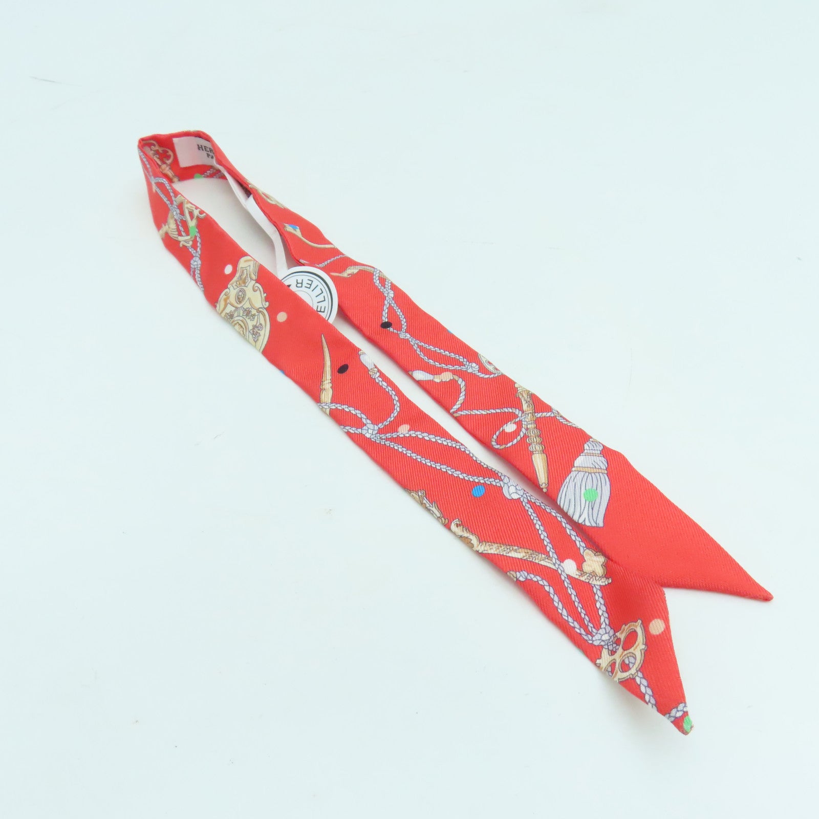 HERMES Silk Twilly Doll Scarf Red