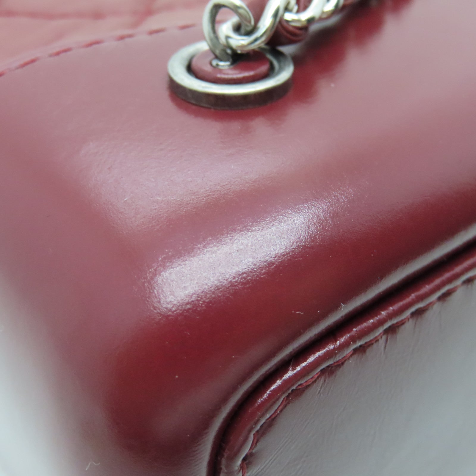 CHANEL rhombic cowhide leather Gabrielle Backpack gold and silver buckle chain belt backpack red