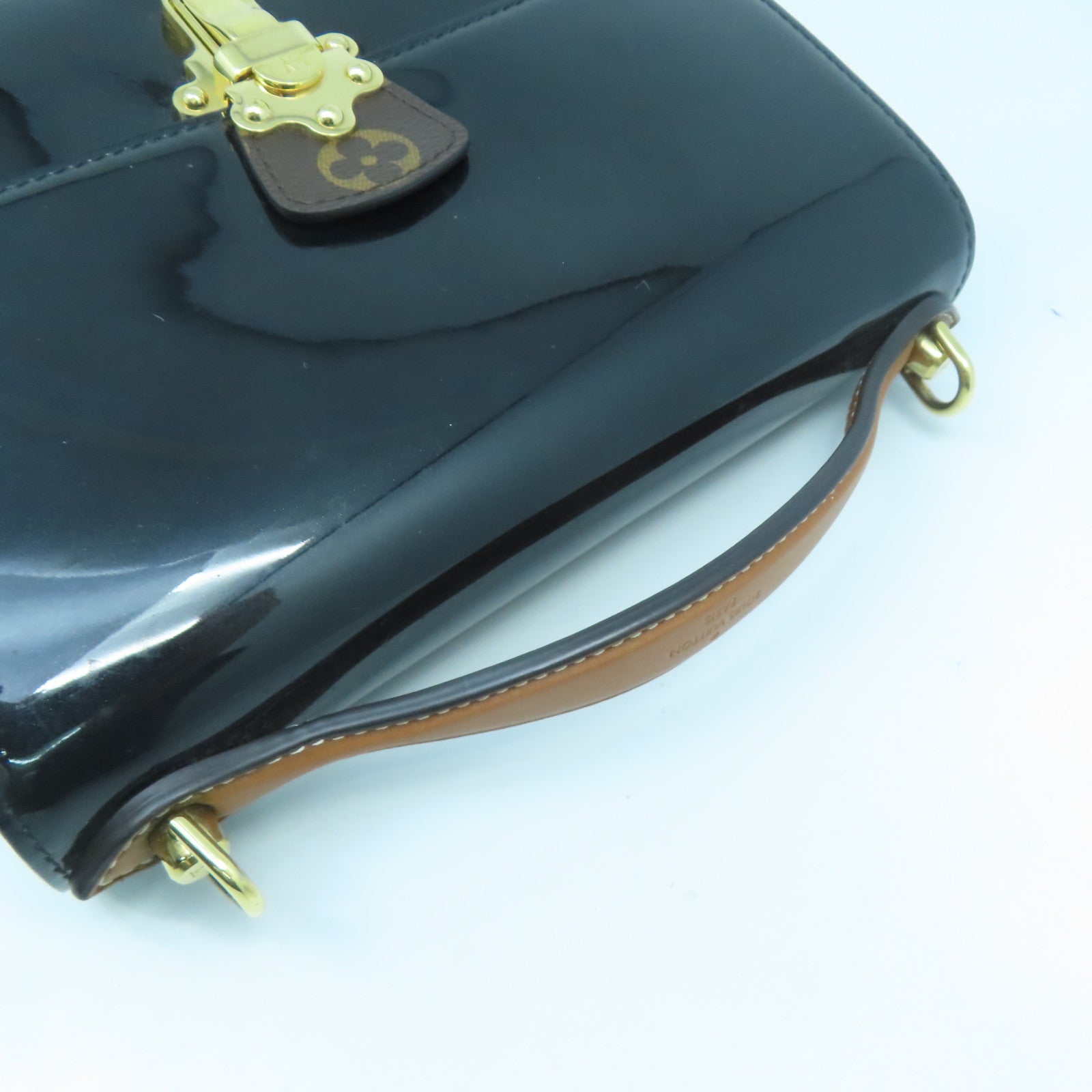 LOUIS VUITTON Monogram Vernis CherryWood BB金扣手挽肩背兩用袋黑色