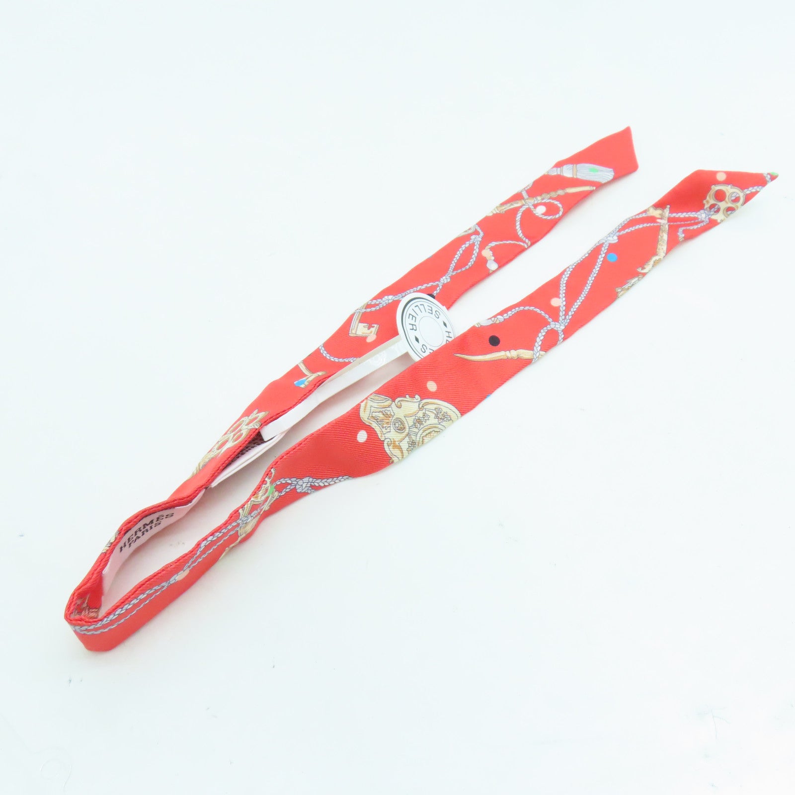 HERMES Silk Twilly Doll Scarf Red