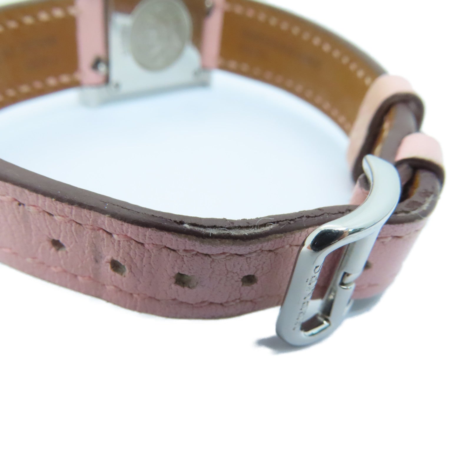 HERMES H watch stainless steel / leather band watch quartz movement white