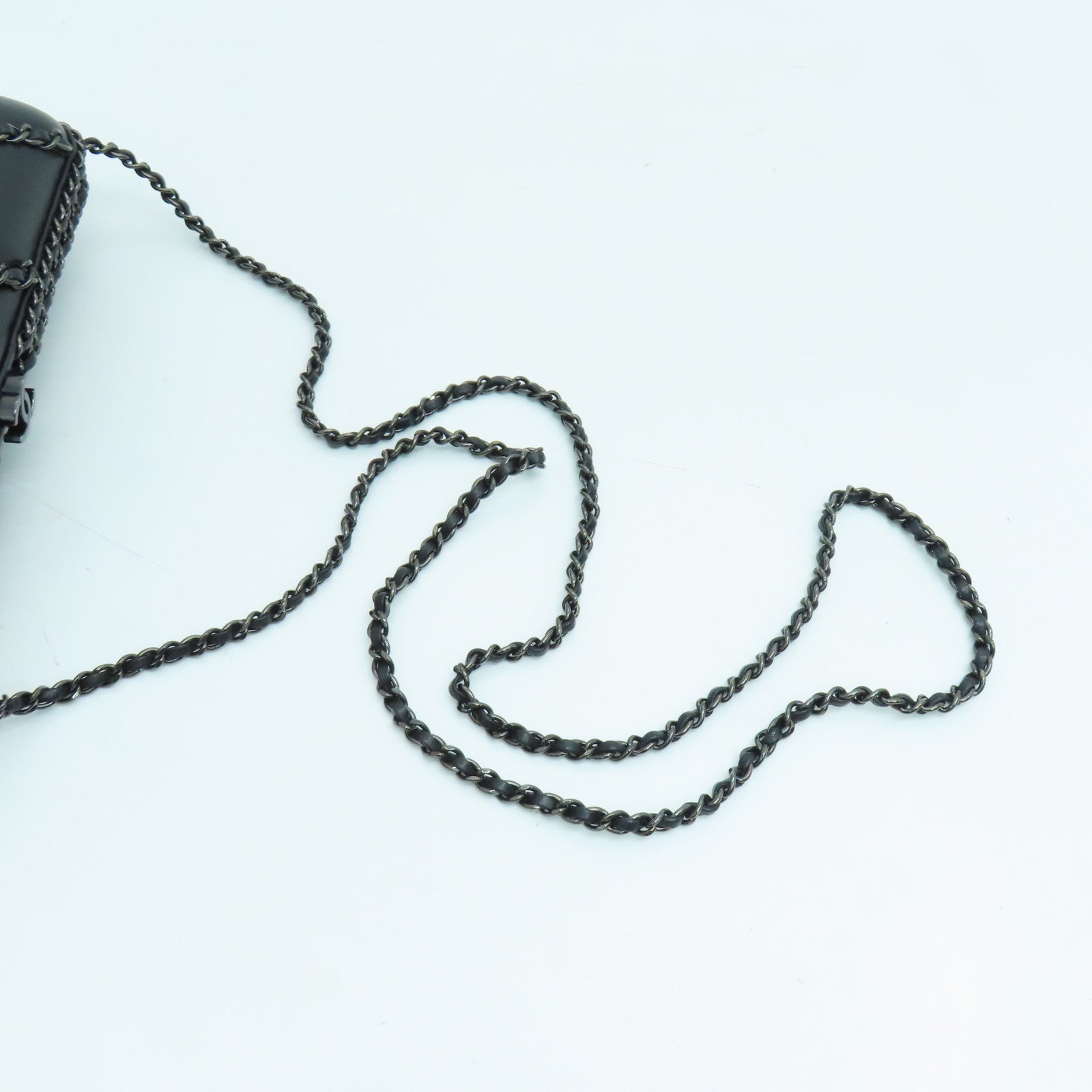 CHANEL twill sheepskin leather Chain Shoulder chain shoulder bag black