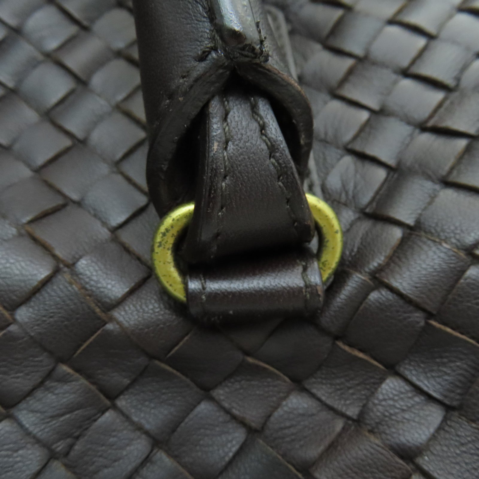 BOTTEGA VENETA 织纹皮革Hand Bag金扣手挽肩背两用袋啡色