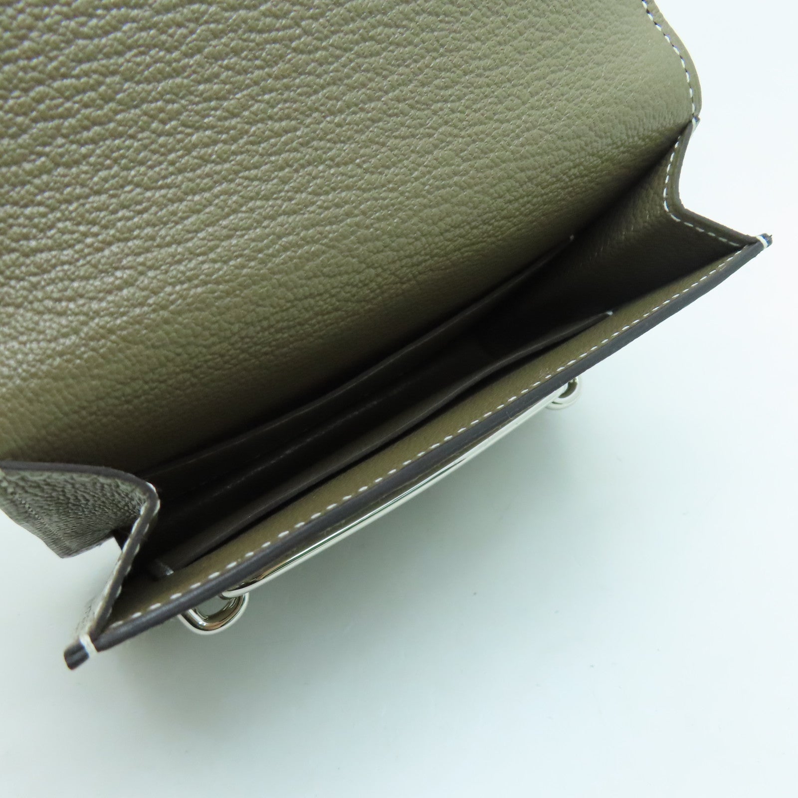 HERMES 【激減優惠】Chevre皮革Roulis Slim銀扣錢包大象灰
