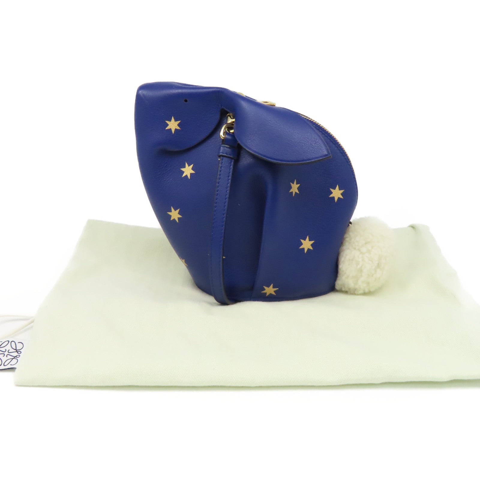 LOEWE 牛皮皮革Bunny Star Mini Bag金扣肩背袋寶藍色
