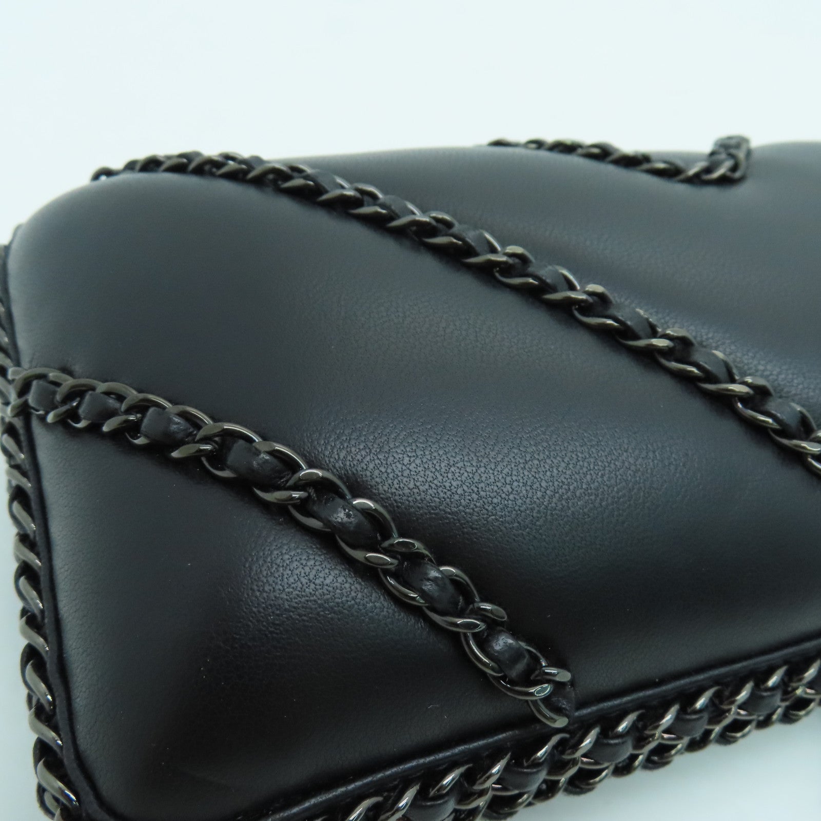 CHANEL twill sheepskin leather Chain Shoulder chain shoulder bag black