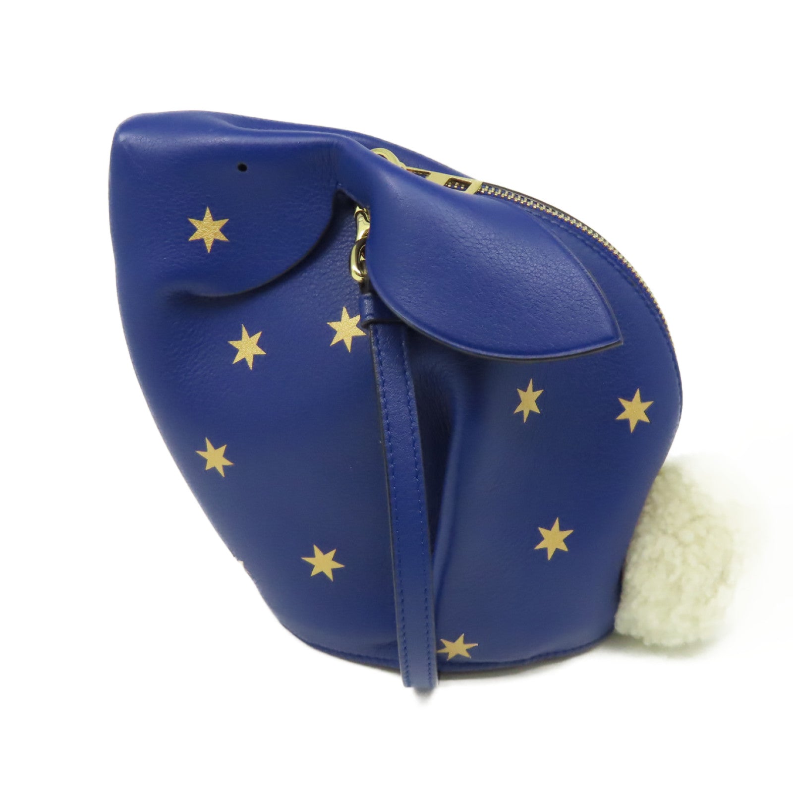 LOEWE 牛皮皮革Bunny Star Mini Bag金扣肩背袋寶藍色