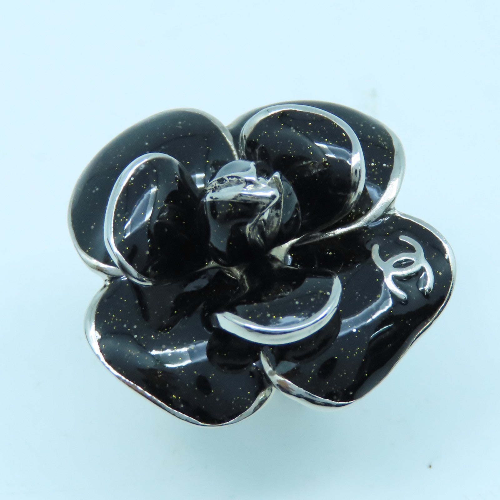 CHANEL 金属Metal Ring戒指黑色银色US#6.75