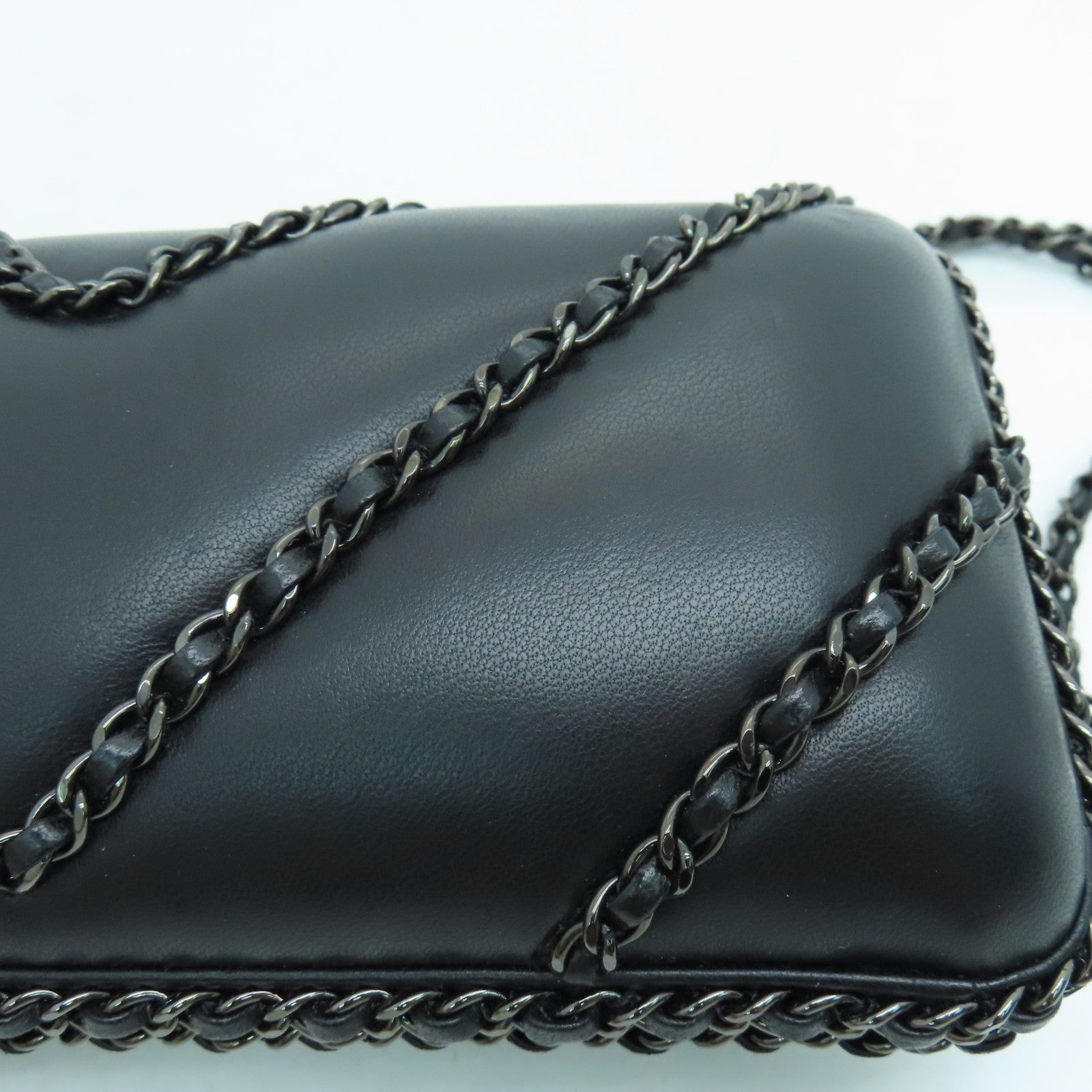CHANEL twill sheepskin leather Chain Shoulder chain shoulder bag black