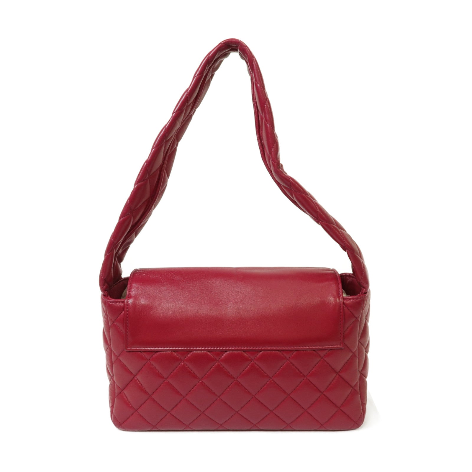 CHANEL 菱格羊皮皮革Shoulder Bag金扣肩背袋紅色