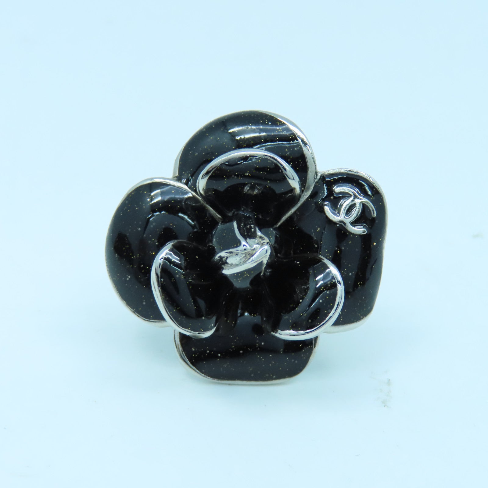 CHANEL 金属Metal Ring戒指黑色银色US#6.75