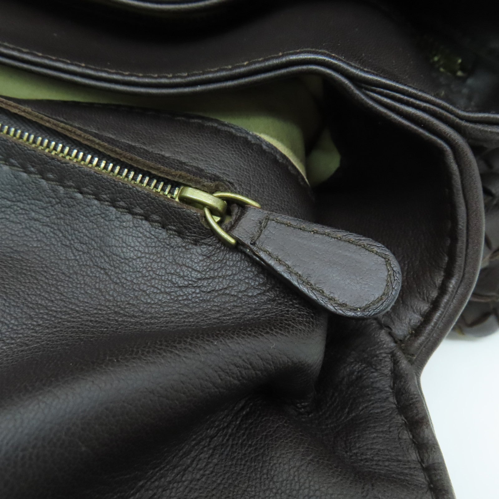 BOTTEGA VENETA 织纹皮革Hand Bag金扣手挽肩背两用袋啡色