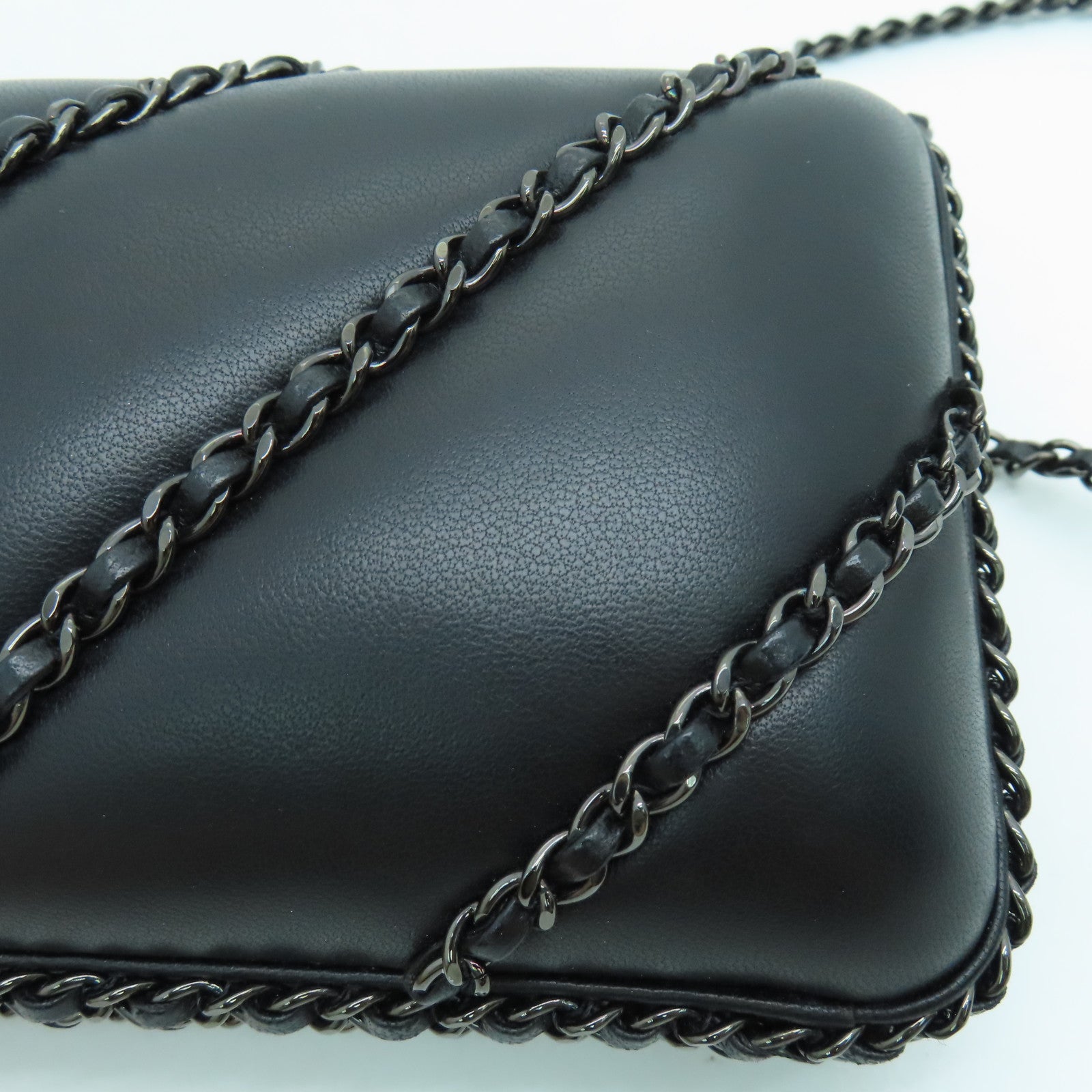 CHANEL twill sheepskin leather Chain Shoulder chain shoulder bag black