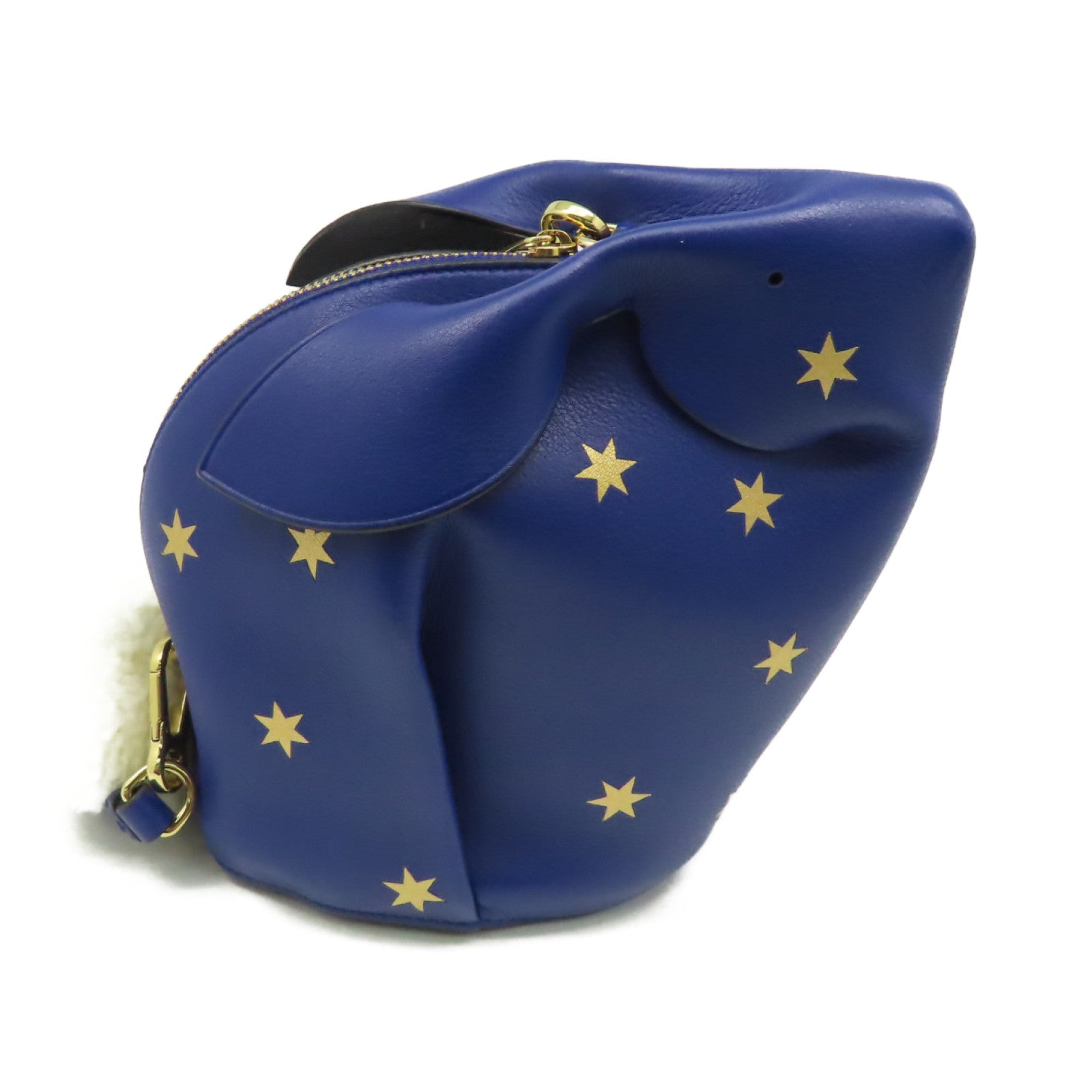 LOEWE 牛皮皮革Bunny Star Mini Bag金扣肩背袋寶藍色