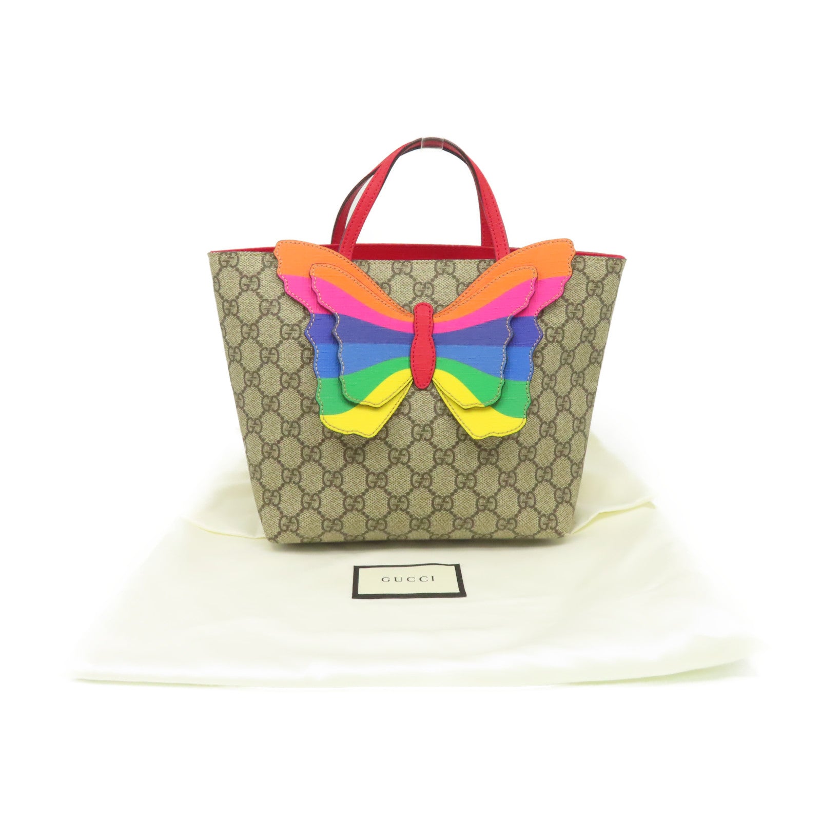 GUCCI 塗層帆布Hand Bag手挽袋啡色/紅色