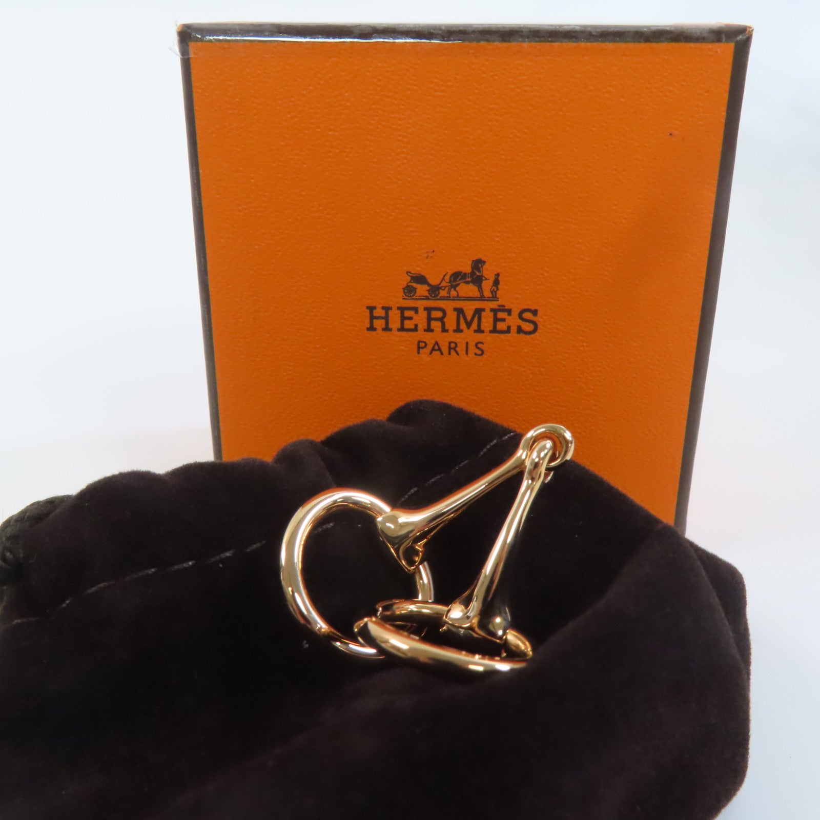 HERMES 金屬Mini Mors Scarf Ring絲巾扣金色