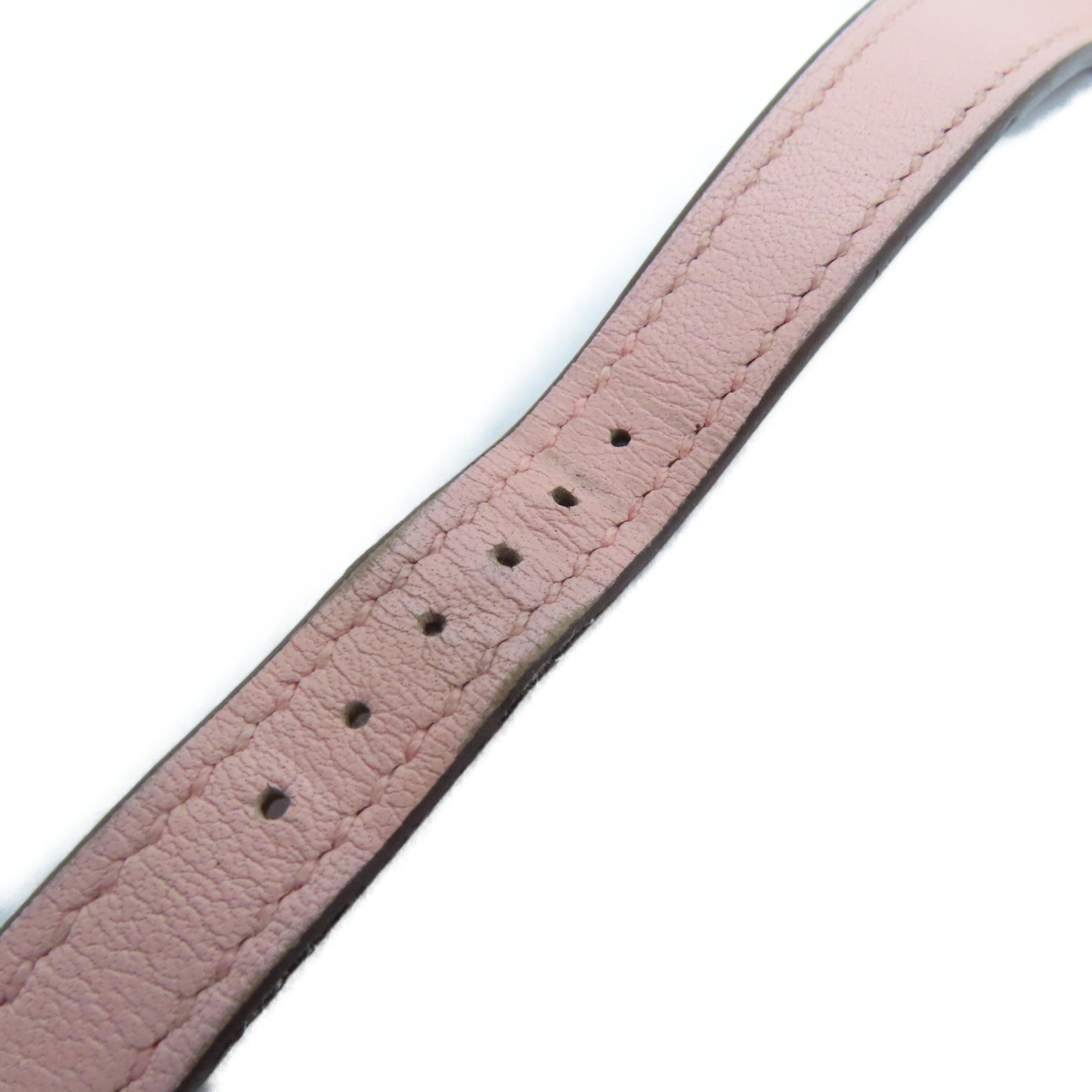HERMES H watch stainless steel / leather band watch quartz movement white