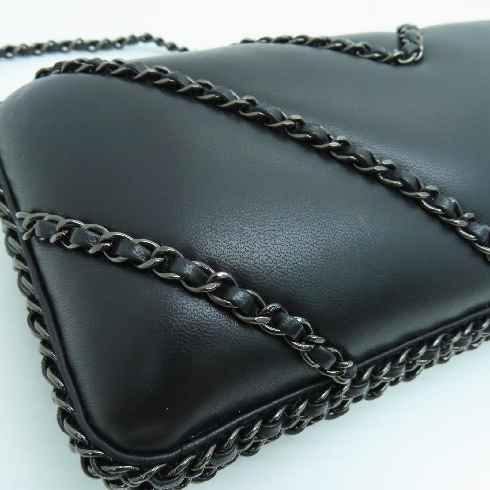 CHANEL twill sheepskin leather Chain Shoulder chain shoulder bag black