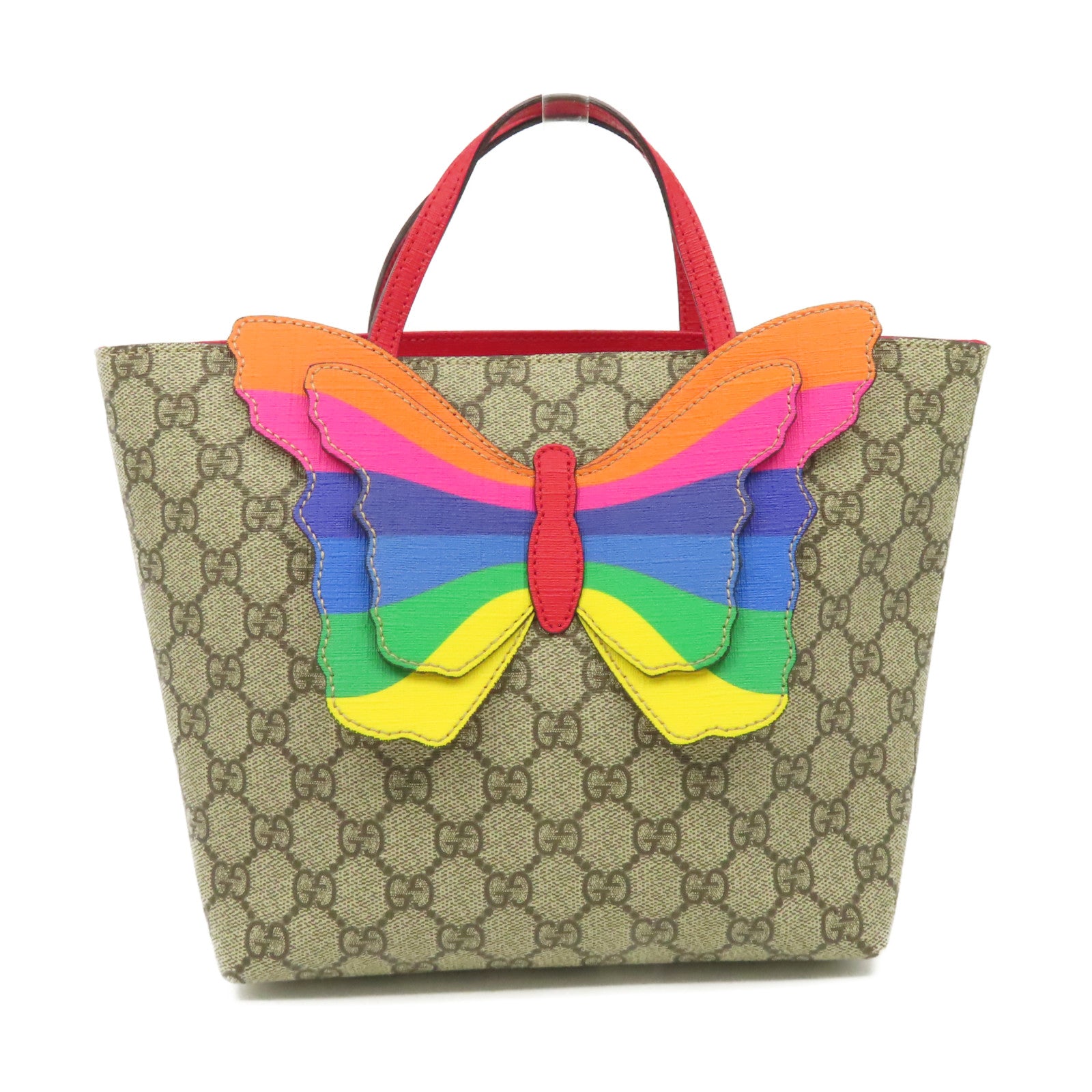 GUCCI 塗層帆布Hand Bag手挽袋啡色/紅色
