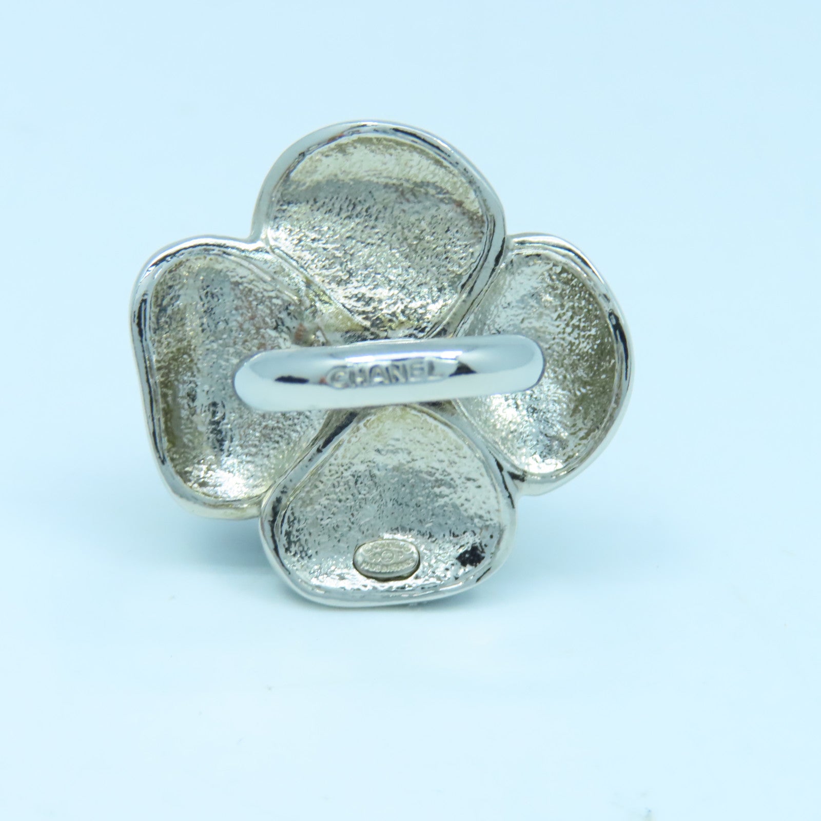 CHANEL 金属Metal Ring戒指黑色银色US#6.75