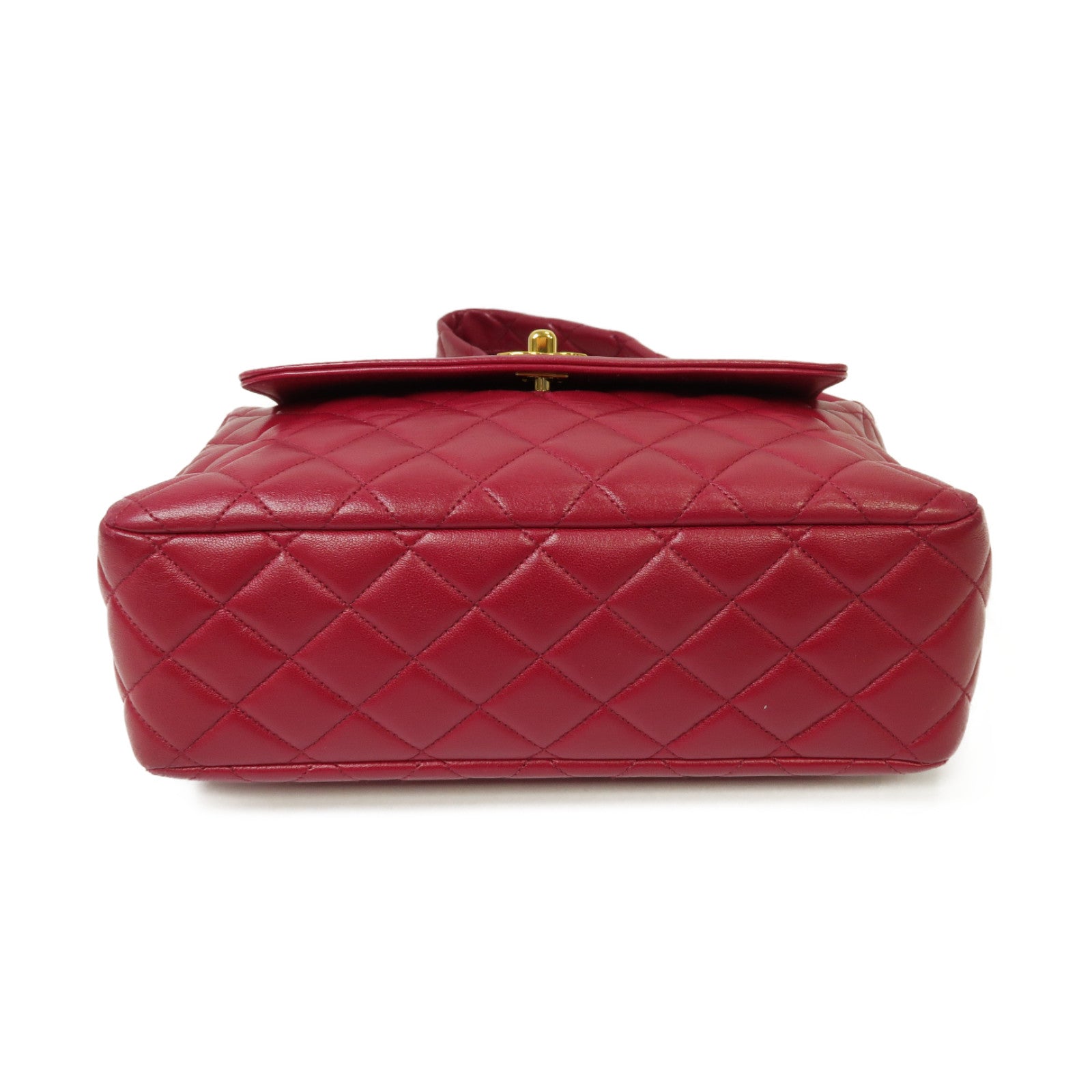 CHANEL 菱格羊皮皮革Shoulder Bag金扣肩背袋紅色