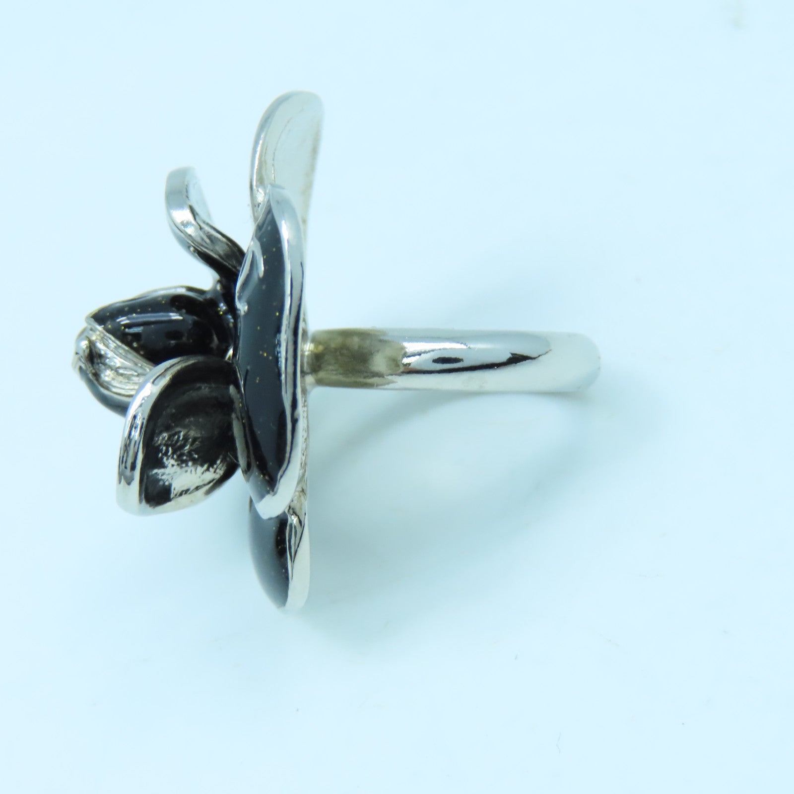 CHANEL 金属Metal Ring戒指黑色银色US#6.75