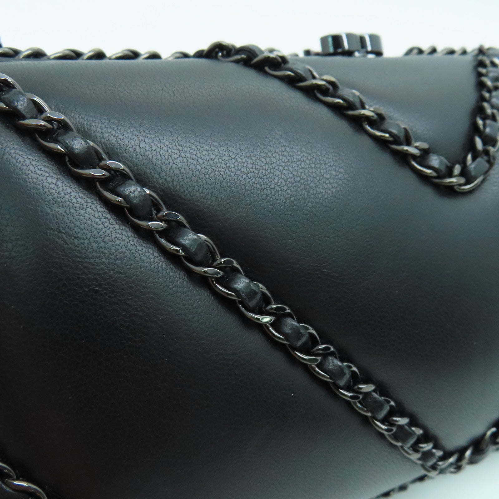 CHANEL twill sheepskin leather Chain Shoulder chain shoulder bag black