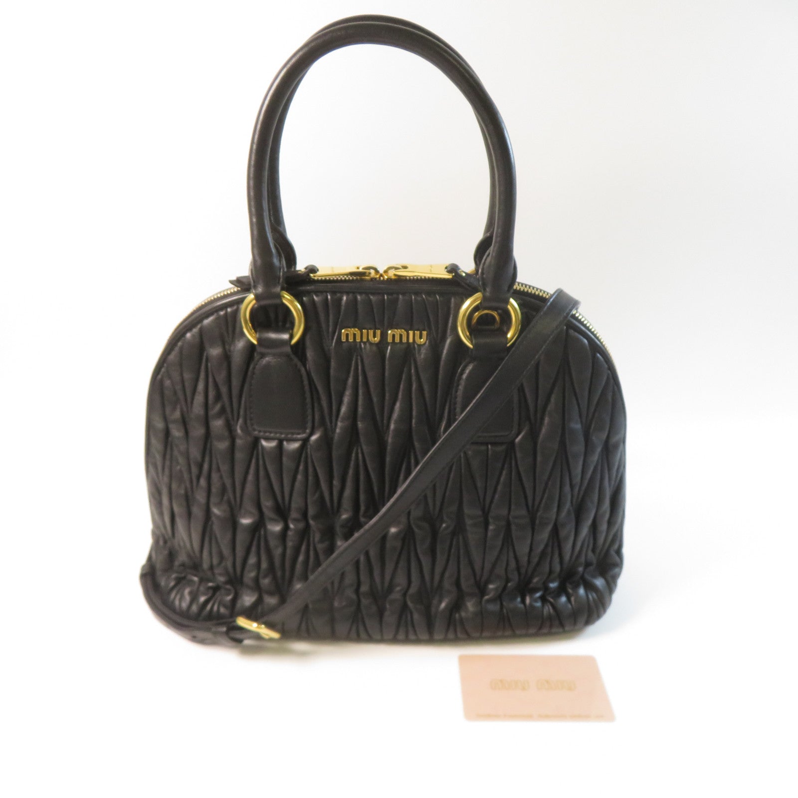 Miu Miu 羊皮皮革2 Way Shoulder金扣手挽肩背兩用袋黑色