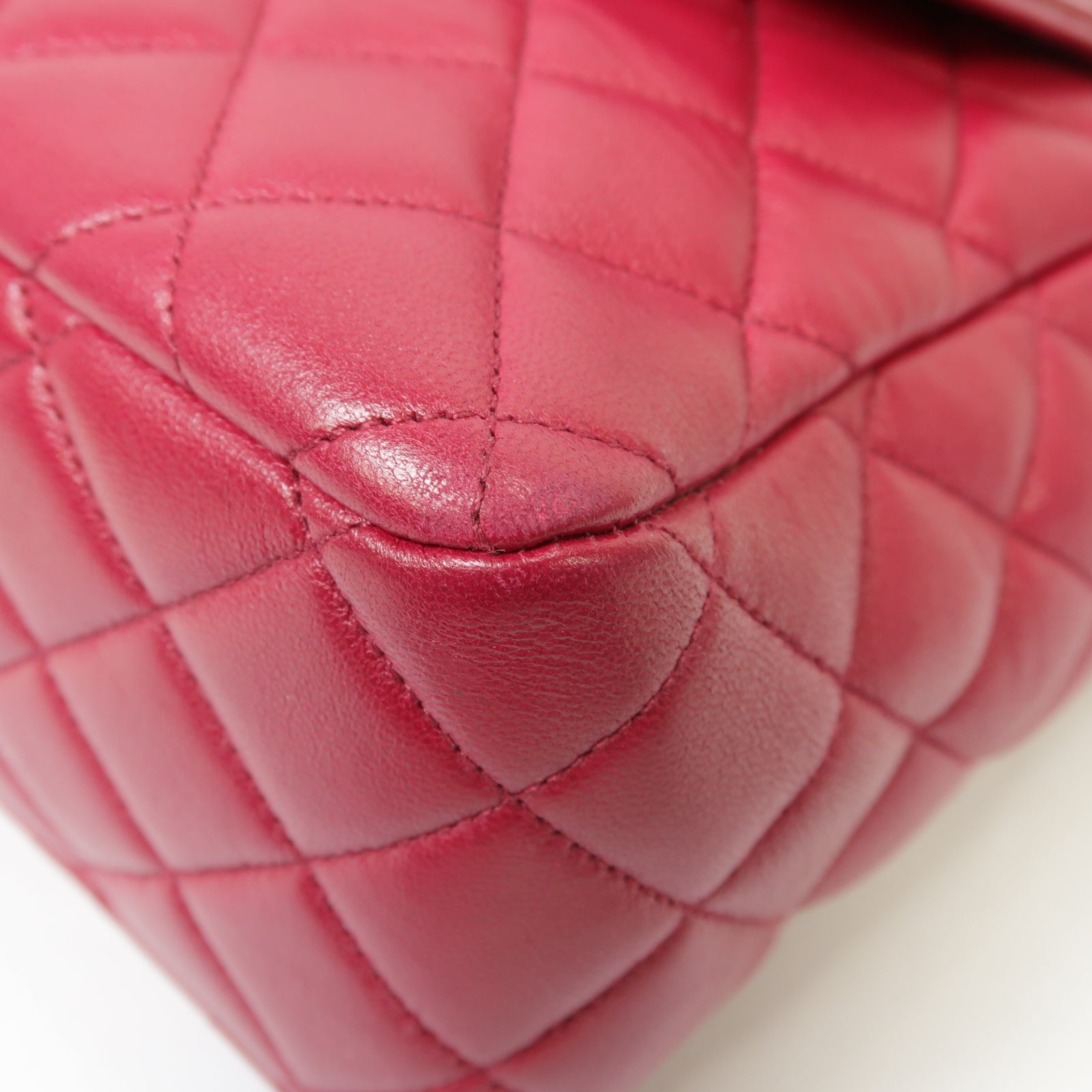 CHANEL 菱格羊皮皮革Shoulder Bag金扣肩背袋紅色