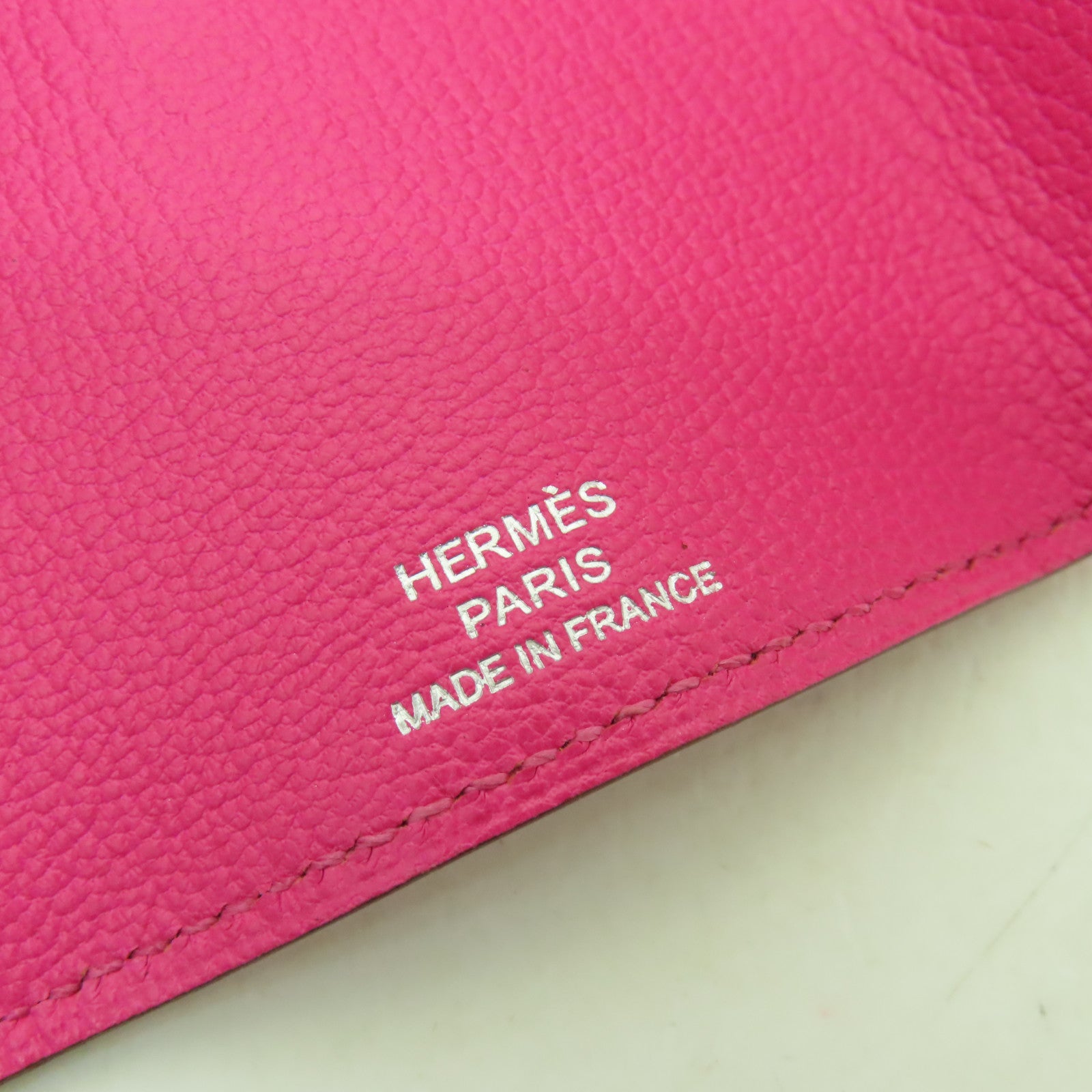 HERMES Chevre皮革Bearn Key Case銀扣鑰匙套粉紅色