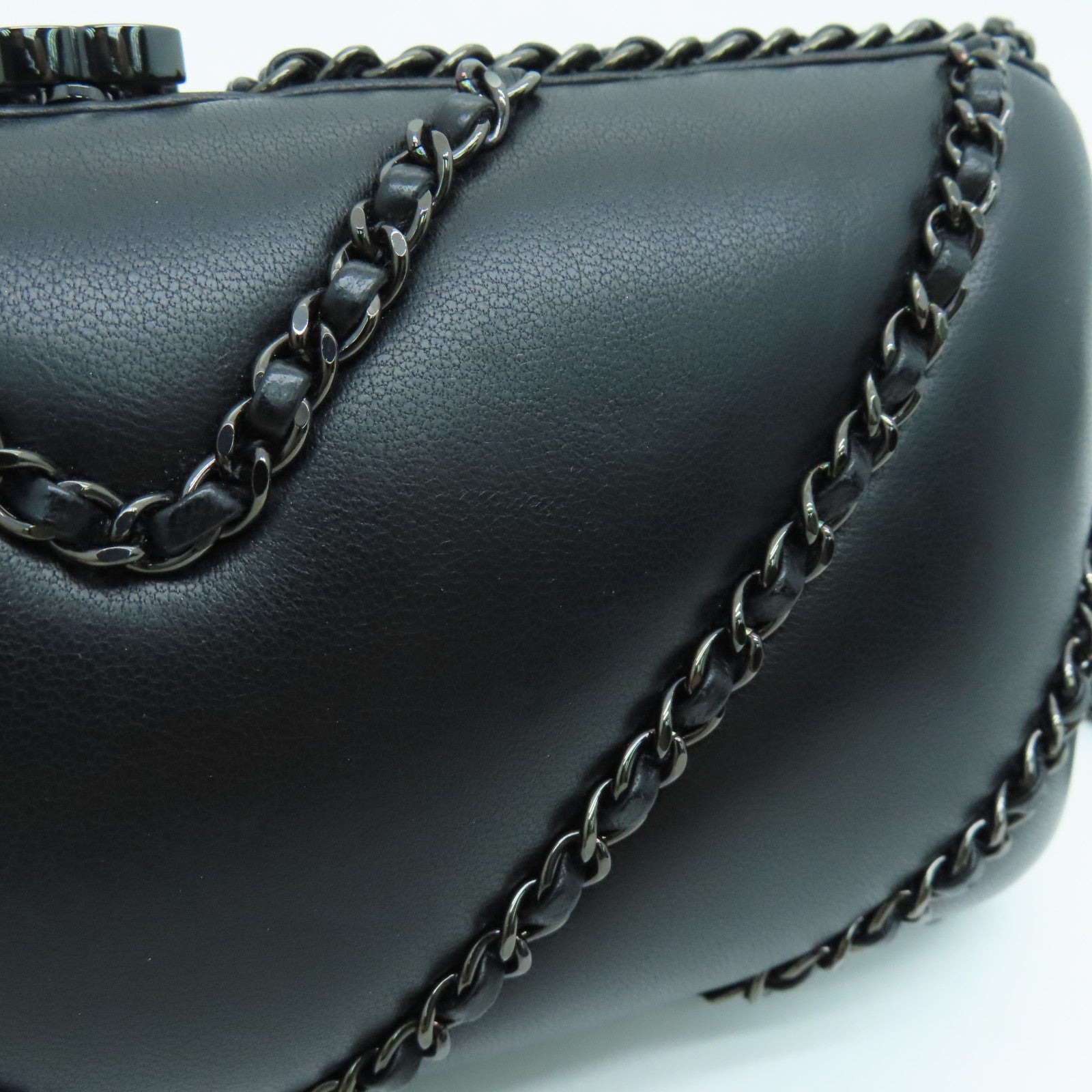 CHANEL twill sheepskin leather Chain Shoulder chain shoulder bag black