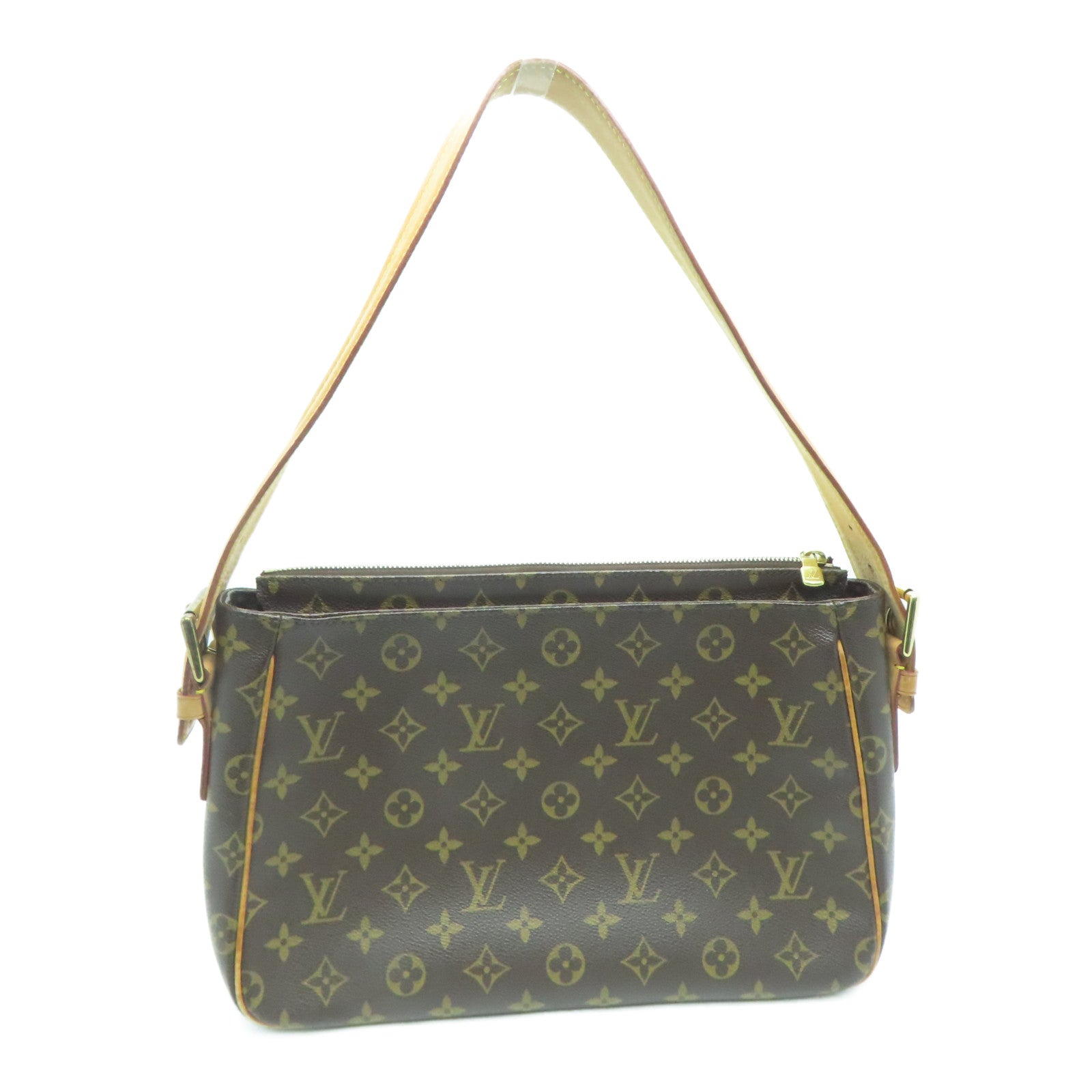 LOUIS VUITTON Monogram Viva Cite GM Gold Buckle Hand Bag / Shoulder Bag Brown