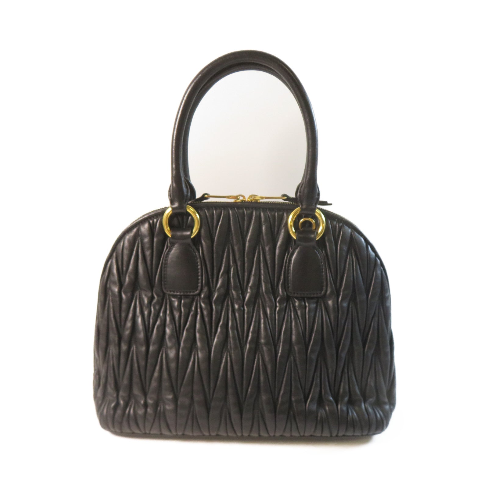 Miu Miu 羊皮皮革2 Way Shoulder金扣手挽肩背兩用袋黑色