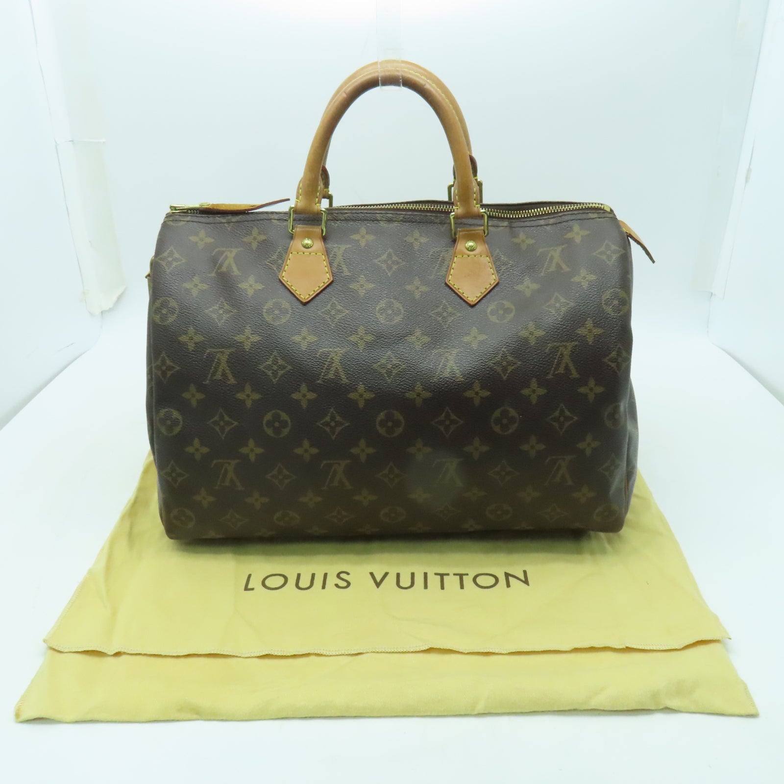LOUIS VUITTON Monogram Speedy 35金扣手挽袋啡色