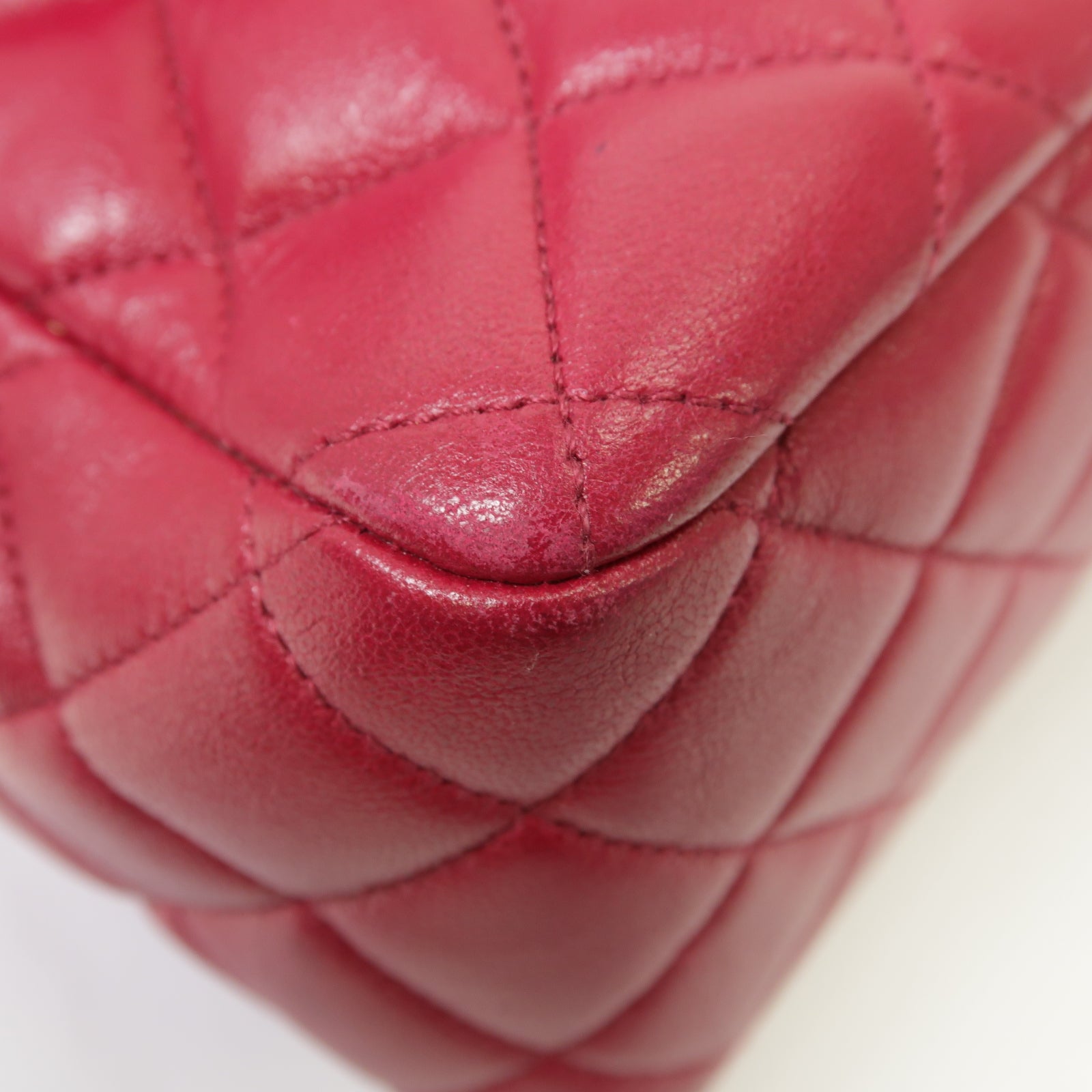 CHANEL 菱格羊皮皮革Shoulder Bag金扣肩背袋紅色
