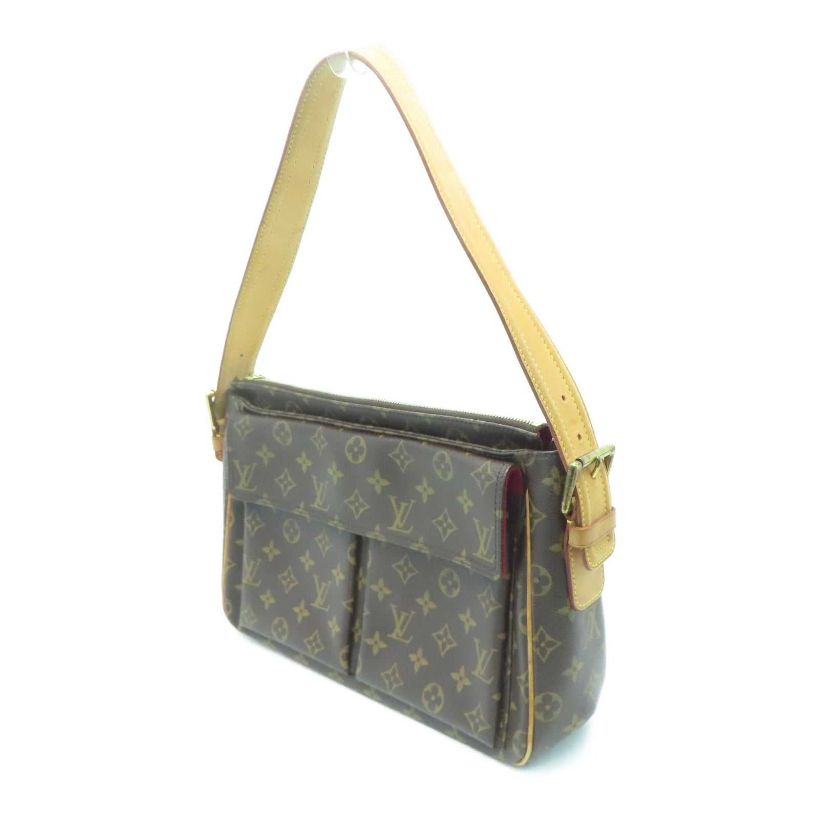 LOUIS VUITTON Monogram Viva Cite GM Gold Buckle Hand Bag / Shoulder Bag Brown