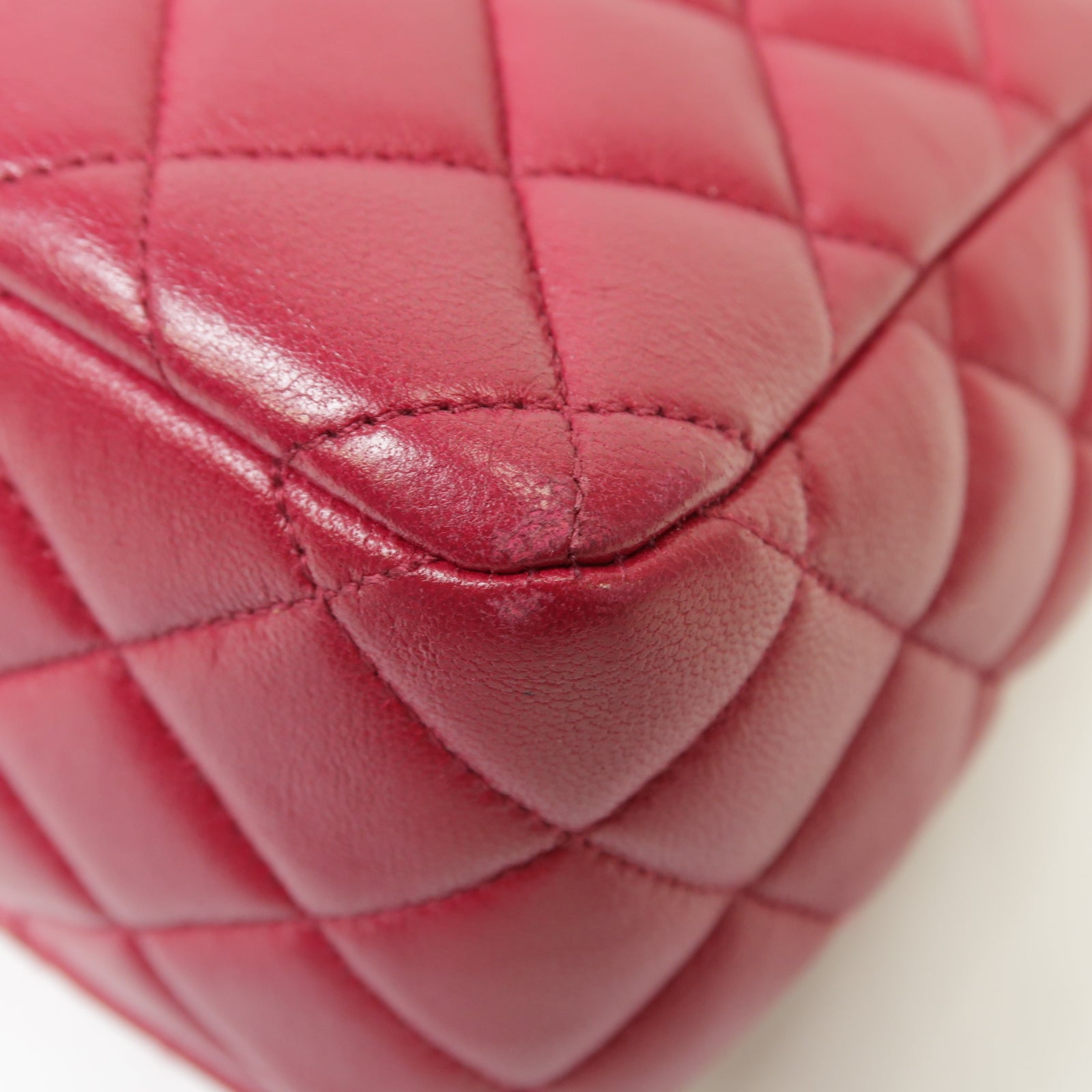 CHANEL 菱格羊皮皮革Shoulder Bag金扣肩背袋紅色