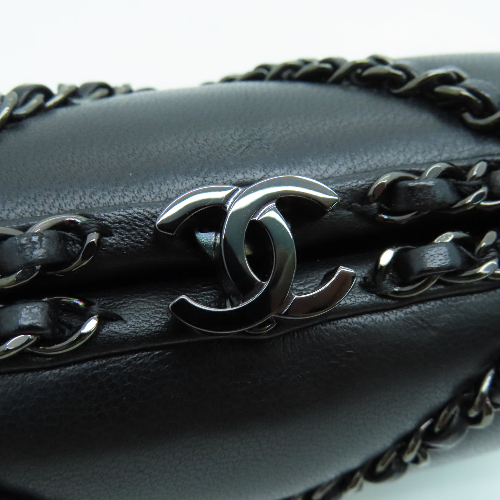 CHANEL twill sheepskin leather Chain Shoulder chain shoulder bag black